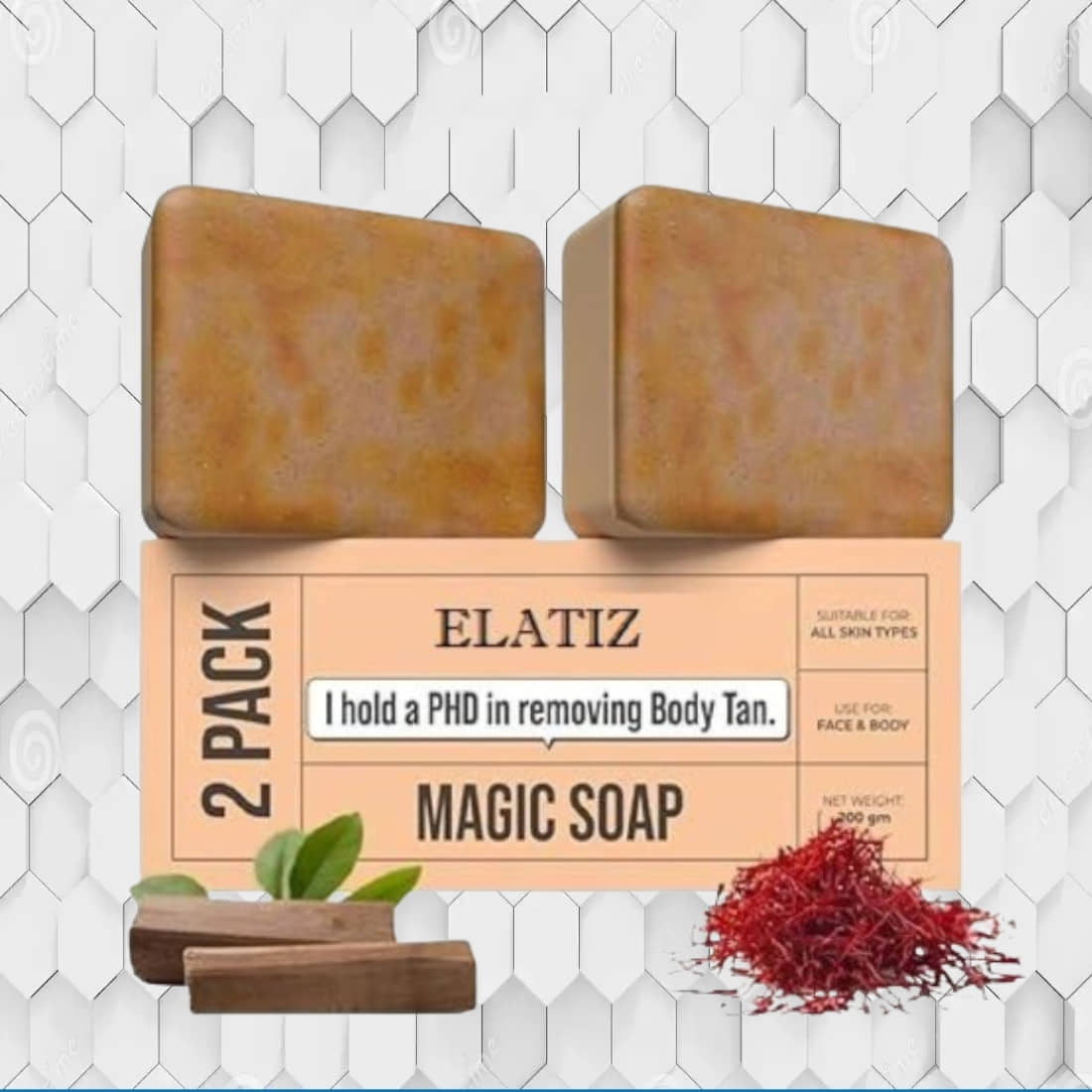 Elatiz Beauty Sandalwood & Saffron soap Magic Soap for All Skin Type ( Pack of 2 )
