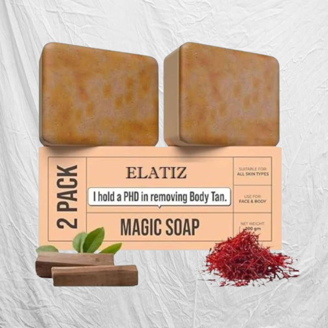 Elatiz Beauty Sandalwood & Saffron soap Magic Soap for All Skin Type ( Pack of 2 )