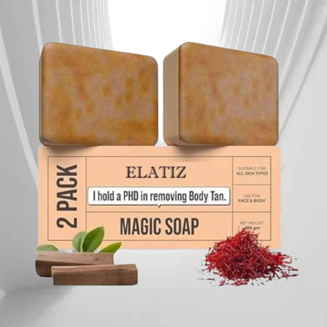 Elatiz Beauty Sandalwood & Saffron soap Magic Soap for All Skin Type ( Pack of 2 )