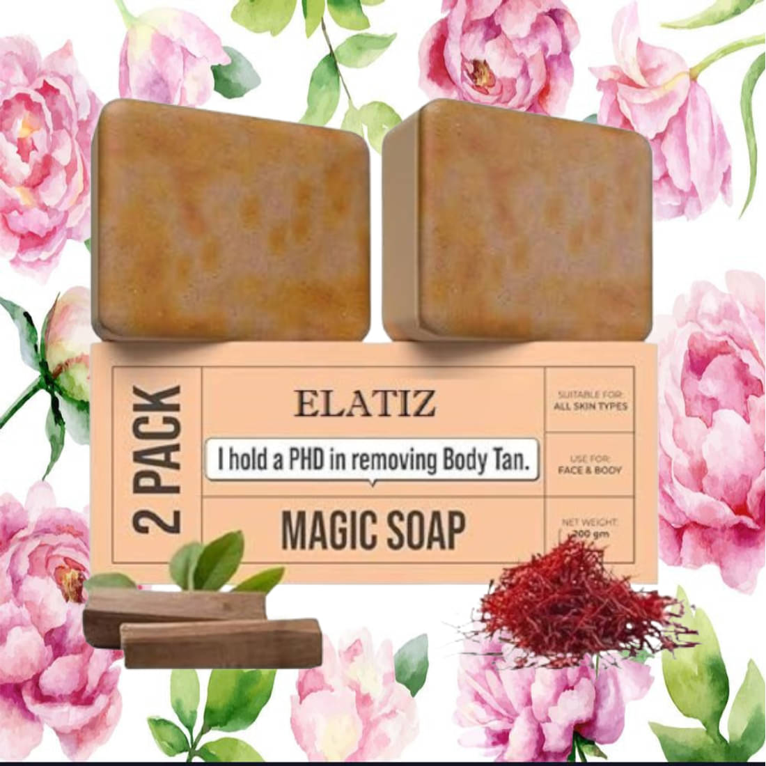 Elatiz Beauty Sandalwood & Saffron soap Magic Soap for All Skin Type ( Pack of 2 ) Elatiz Beauty Sandalwood & Saffron soap Magic Soap for All Skin Type ( Pack of 2 )