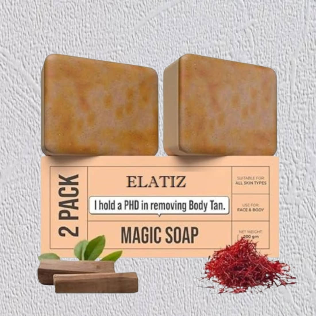 Elatiz Beauty Sandalwood & Saffron soap Magic Soap for All Skin Type ( Pack of 2 )