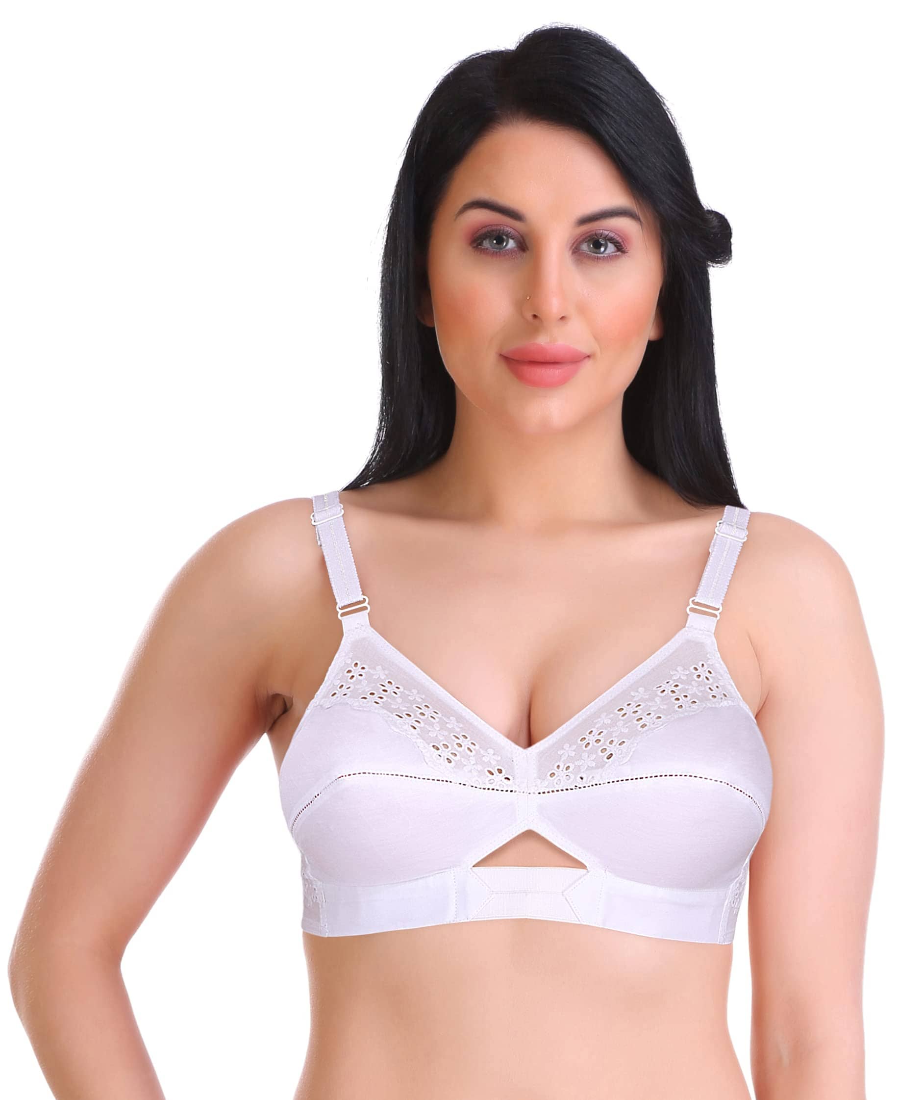 Featherline Pack of 1 Cotton Non Padded Everyday Bra For Women ( White )