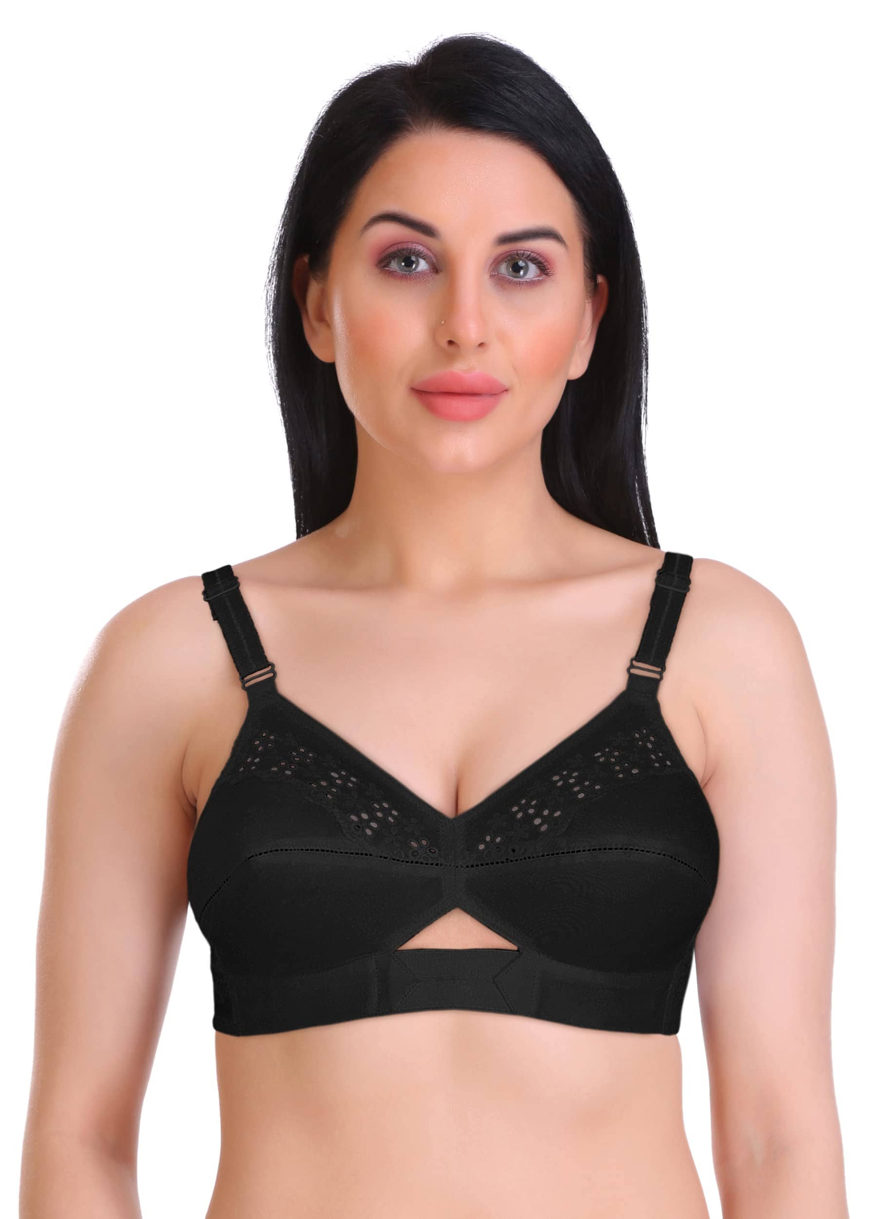 Featherline Pack of 1 Cotton Non Padded Everyday Bra For Women ( Black )