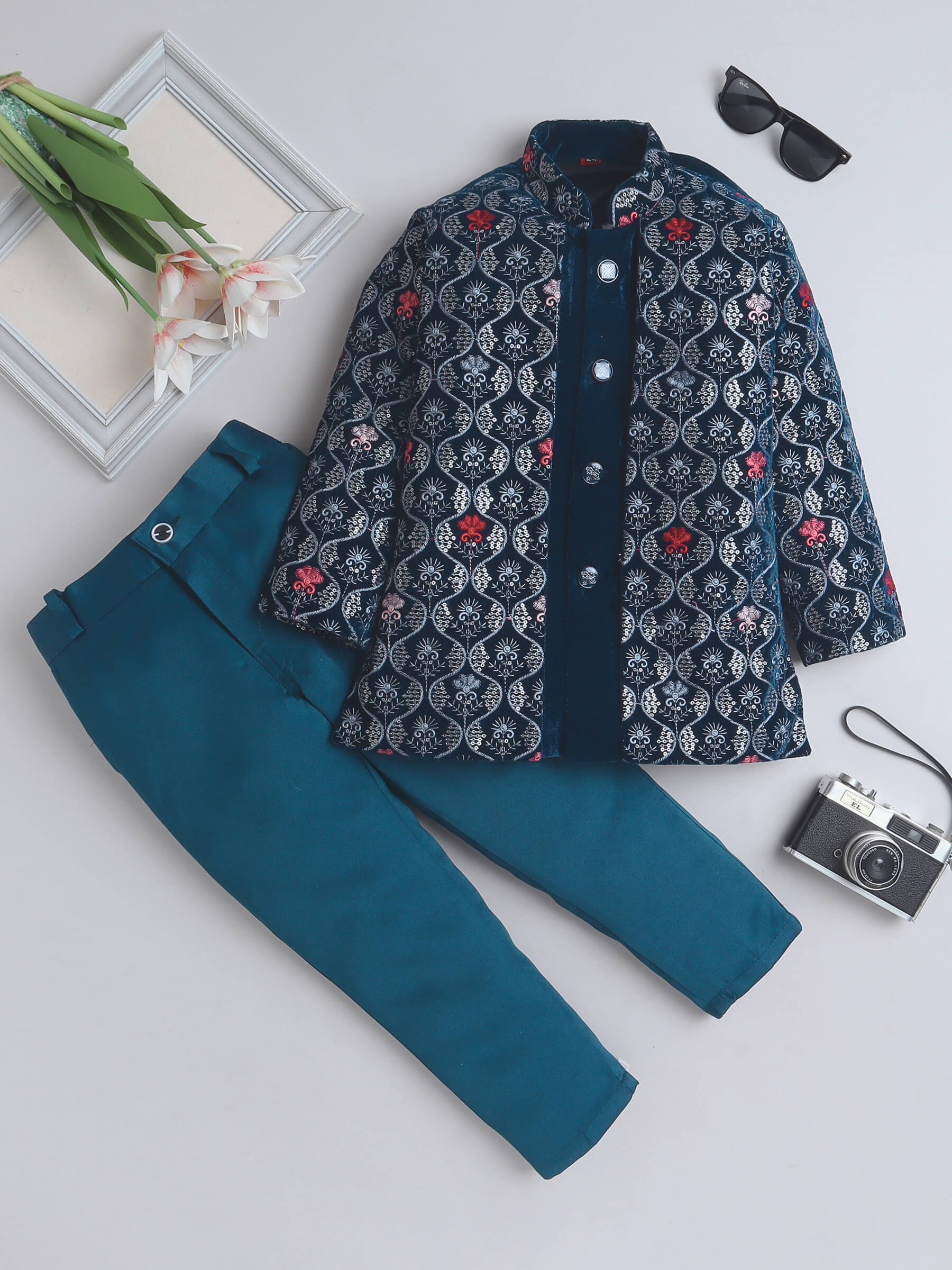     			Fourfolds Boys Polyester Suit ( Pack of 1 , Turquoise )