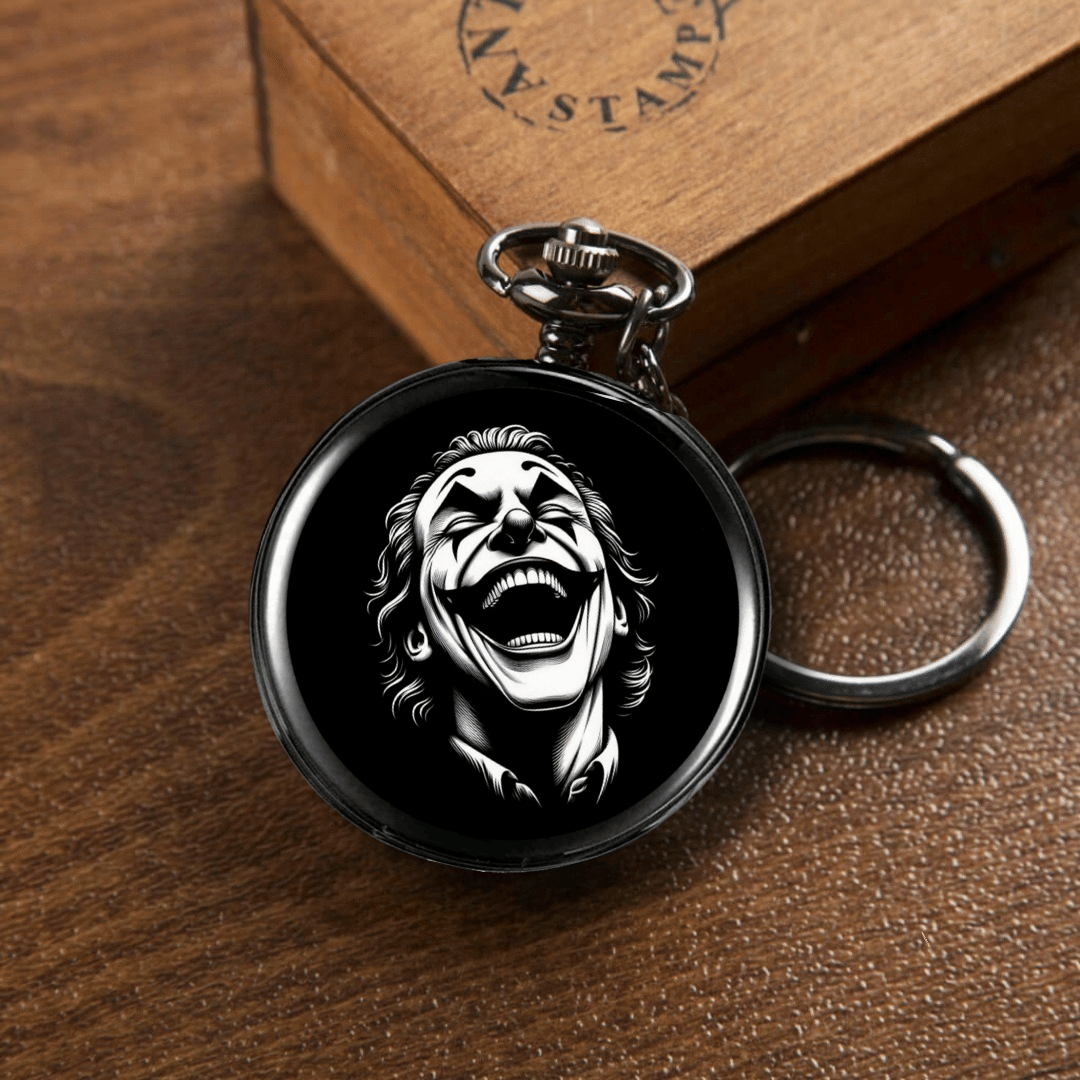     			Black Joker Face Design Metallic Key Ring Best Gift Boys,Fans,Kids Royal Pocket Watch Keychain