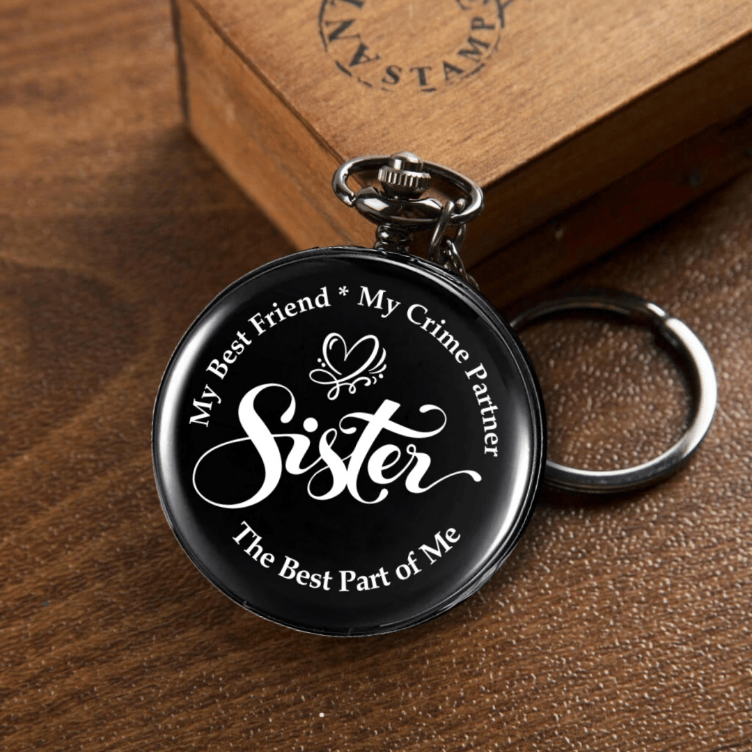 Pocket watch keyachain Creative Unique Gift Sister Crime Partner Key Chain     			Pocket watch keyachain Creative Unique Gift Sister Crime Partner Key Chain