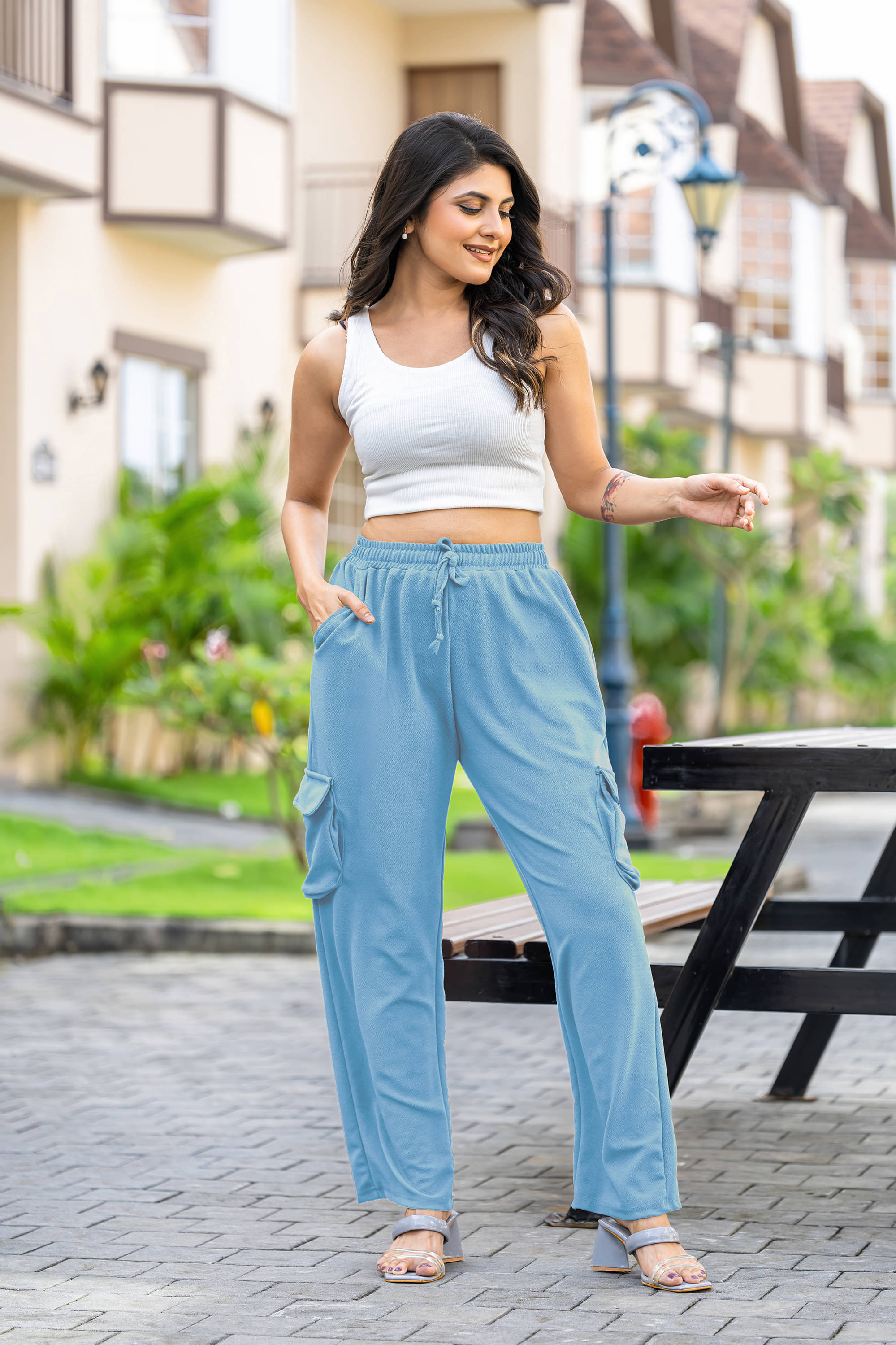     			INNOVENTOR Pack of 1 Polyester Baggy Women's Cargo Pants ( Blue )