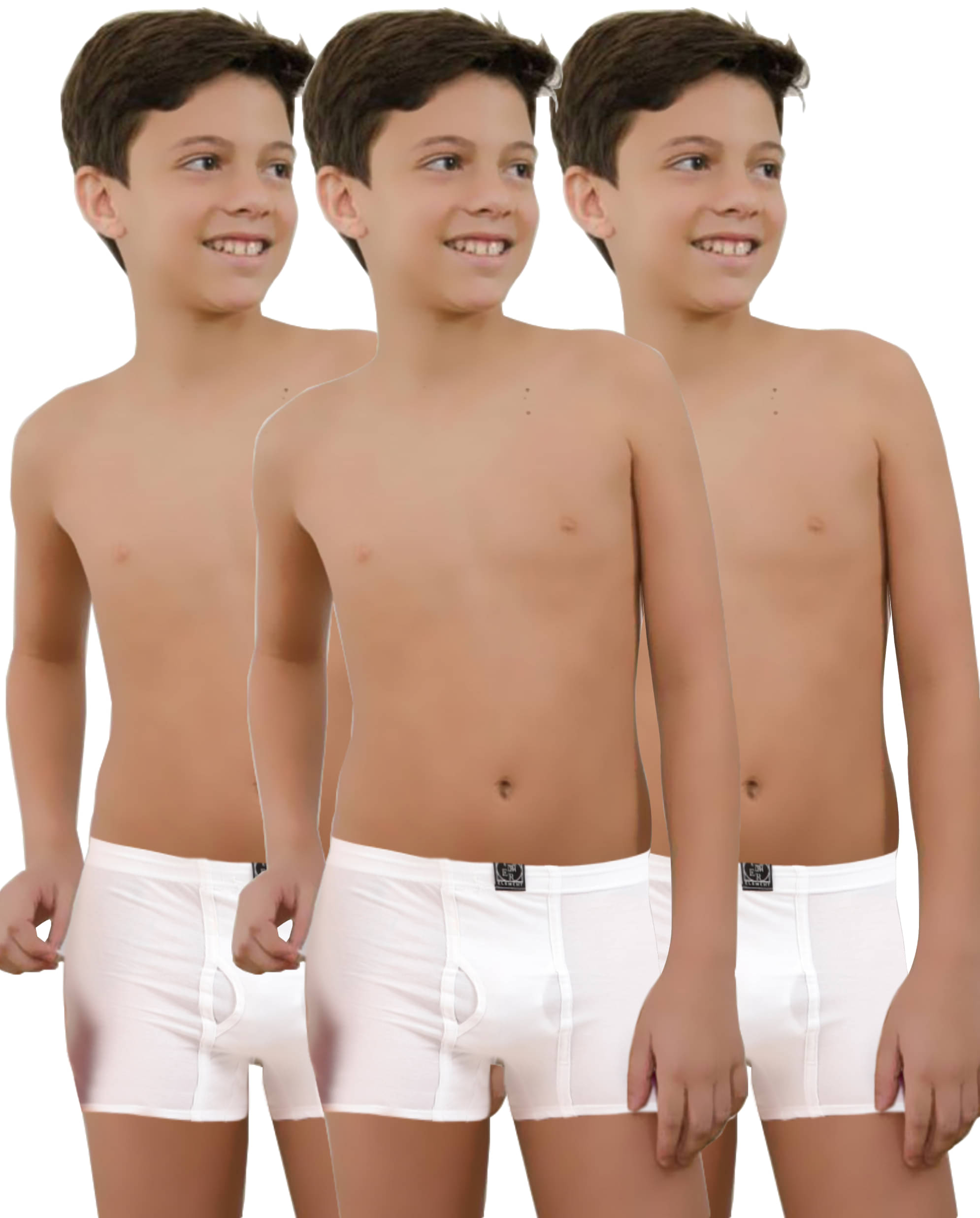     			Inner Element Pack of 3 Boys Cotton Trunks ( White )