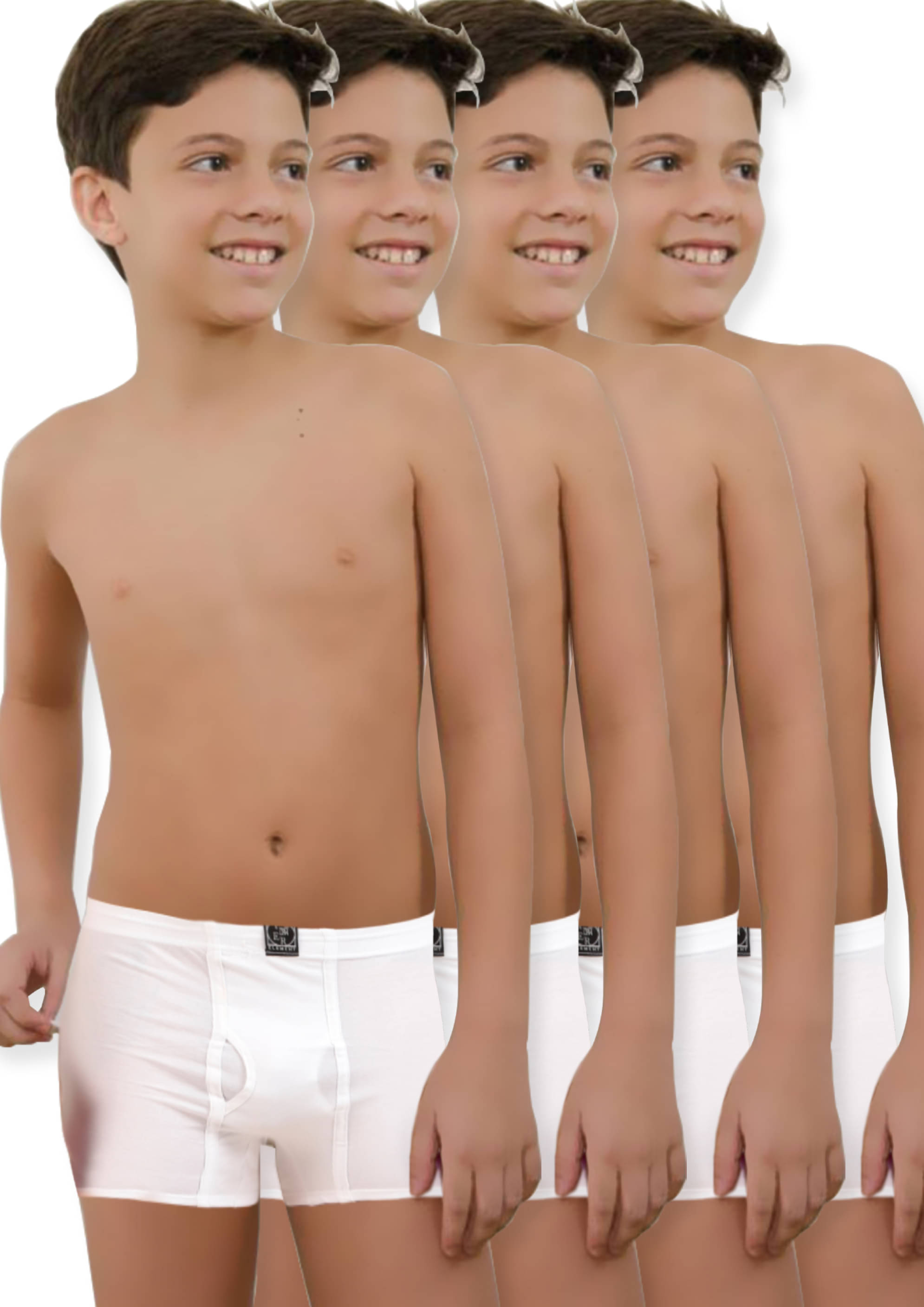     			Inner Element Pack of 4 Boys Cotton Trunks ( White )