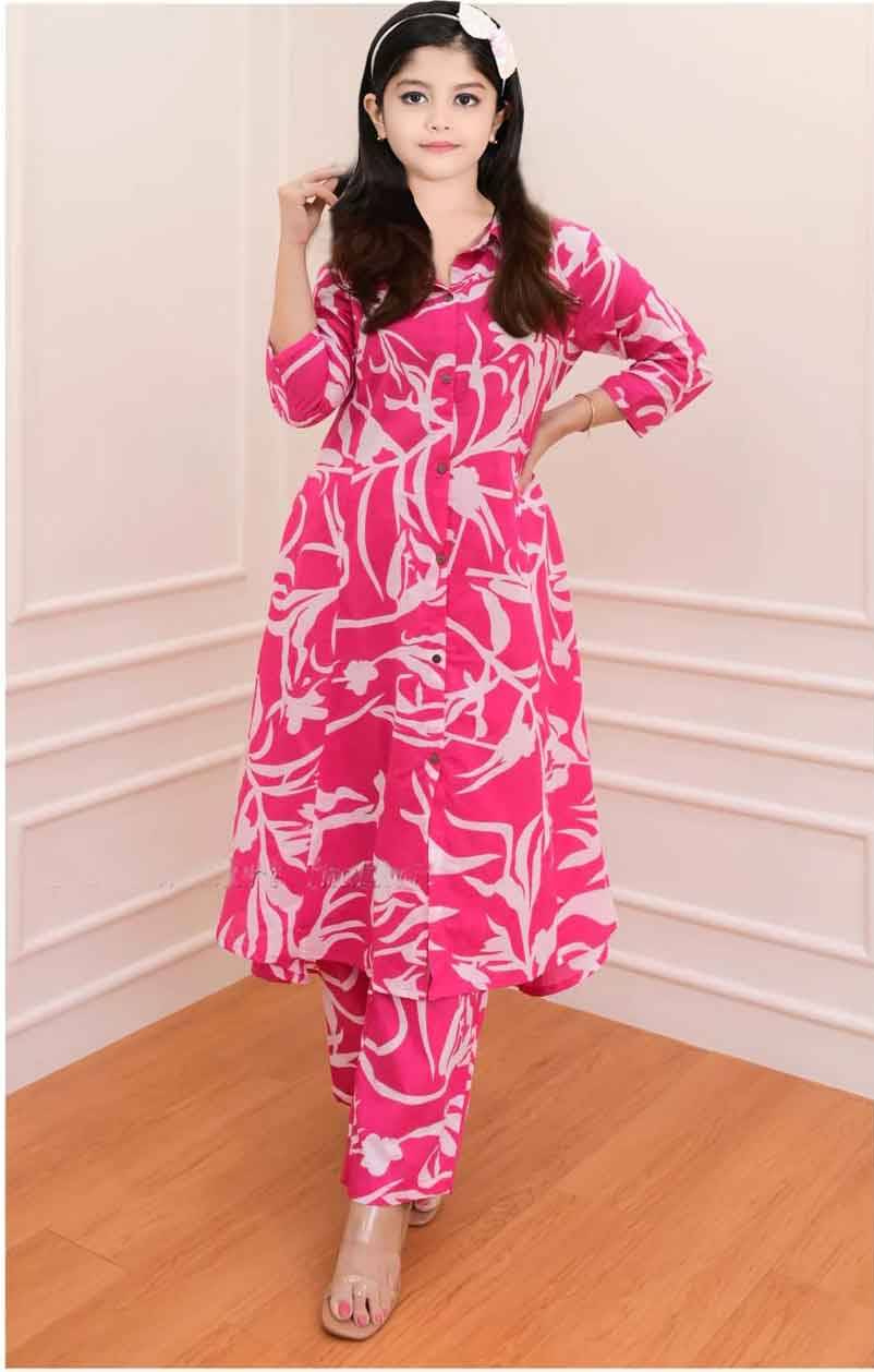     			JULEE Girls Rayon Kurti with Pants ( Pack of 1 , Pink )