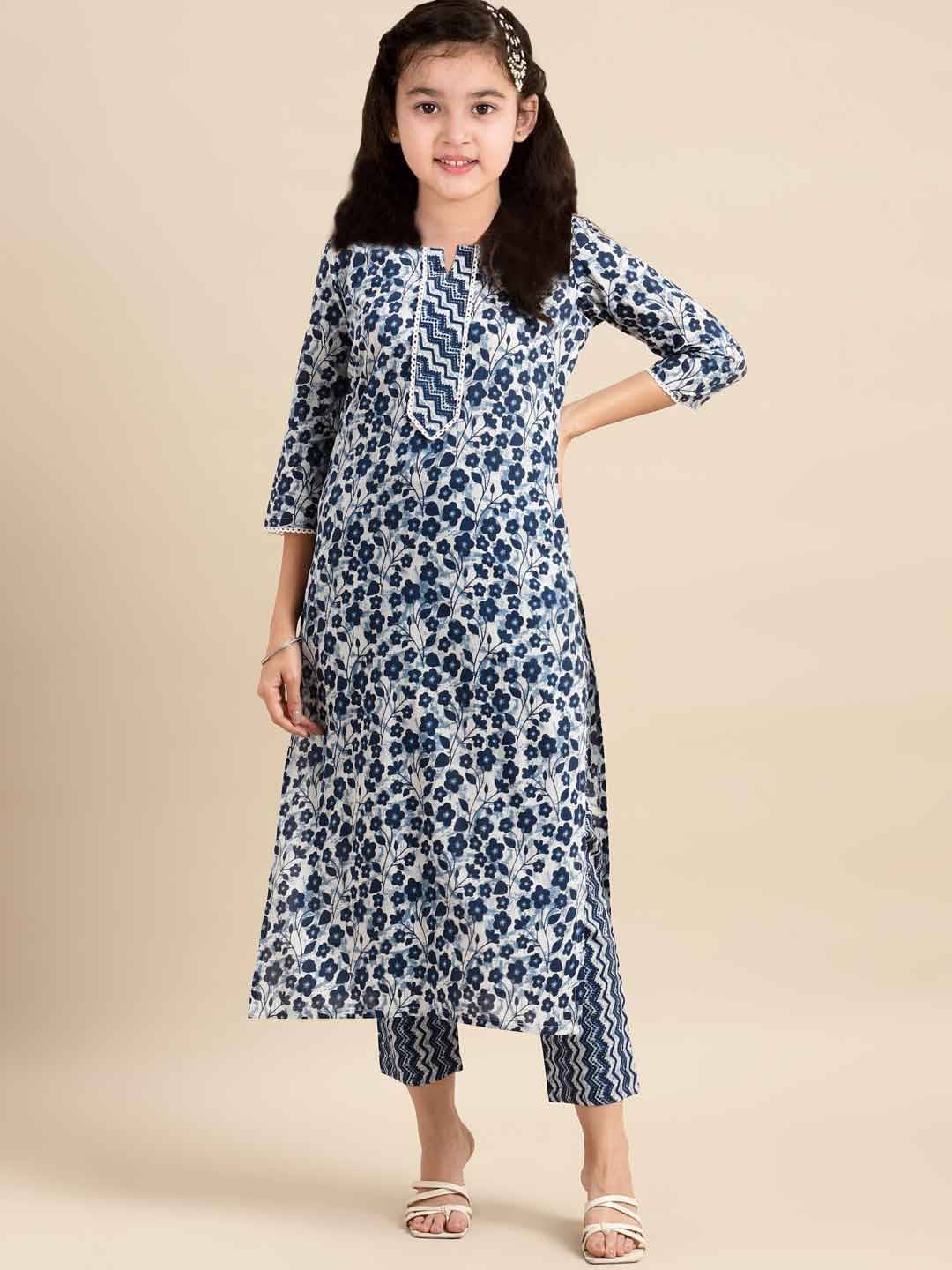     			JULEE Girls Rayon Kurti with Pants ( Pack of 1 , Blue )
