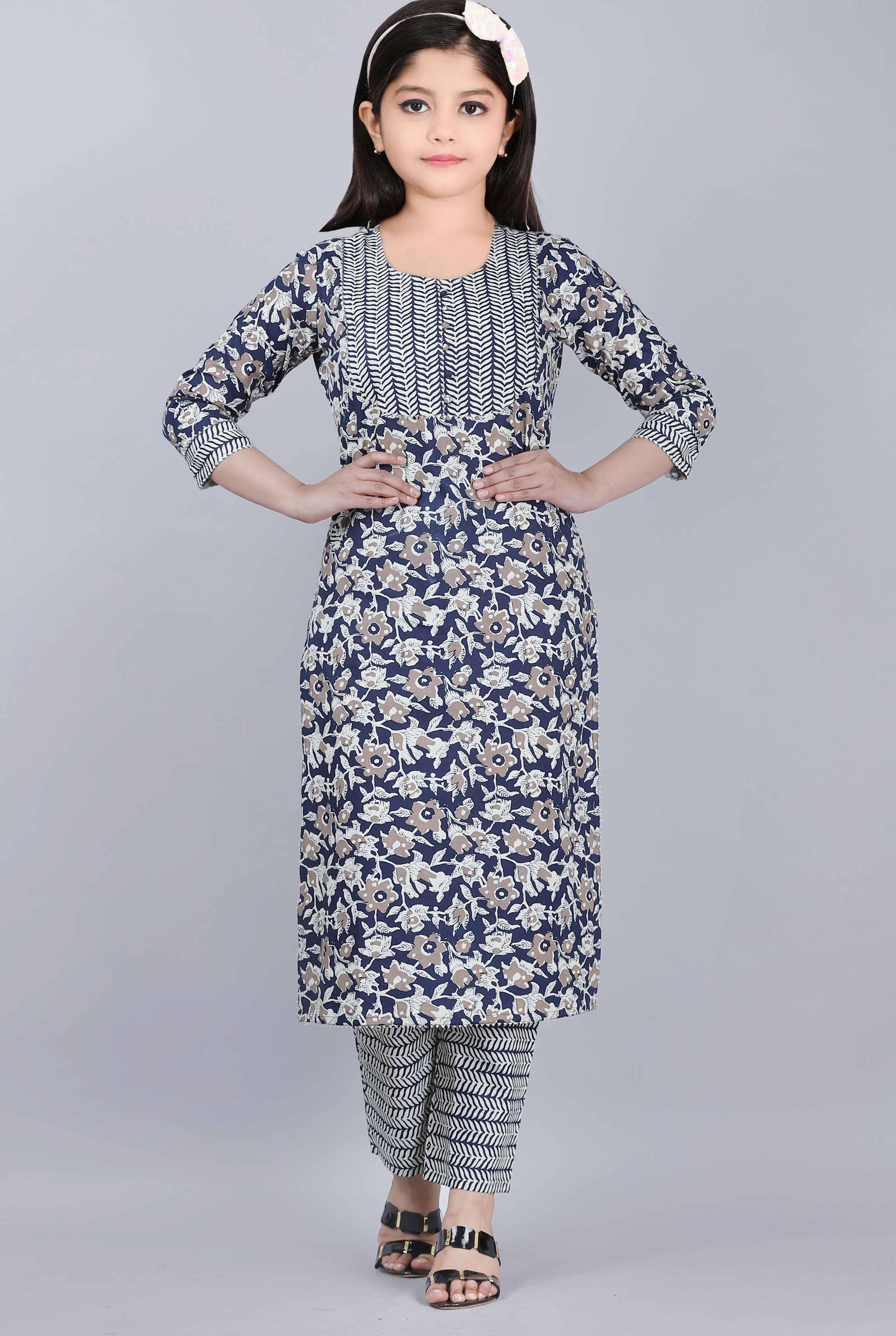     			JULEE Girls Rayon Kurti with Pants ( Pack of 1 , Blue )