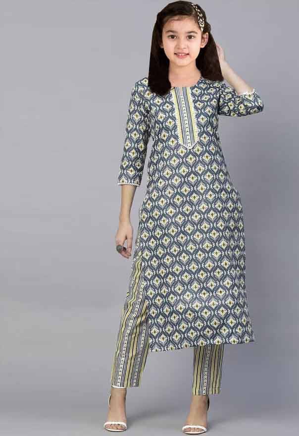     			JULEE Girls Rayon Kurti with Pants ( Pack of 1 , Grey )