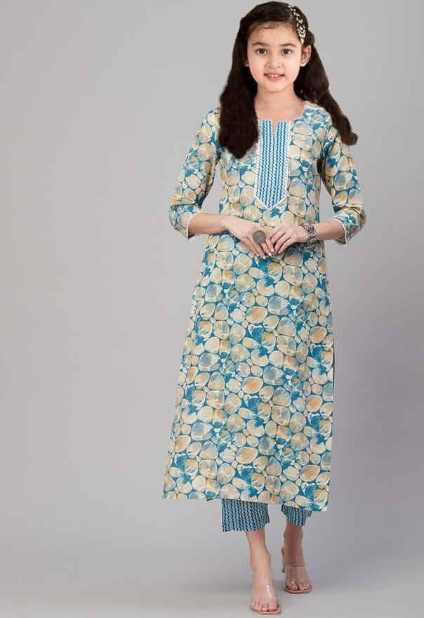     			JULEE Girls Rayon Kurti with Pants ( Pack of 1 , Sky Blue )