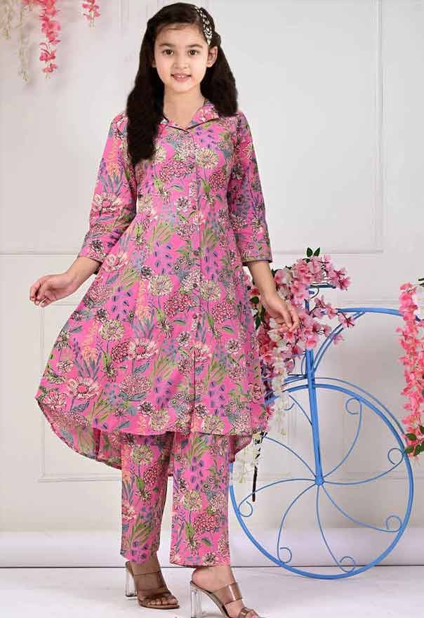     			JULEE Girls Rayon Kurti with Pants ( Pack of 1 , Pink )