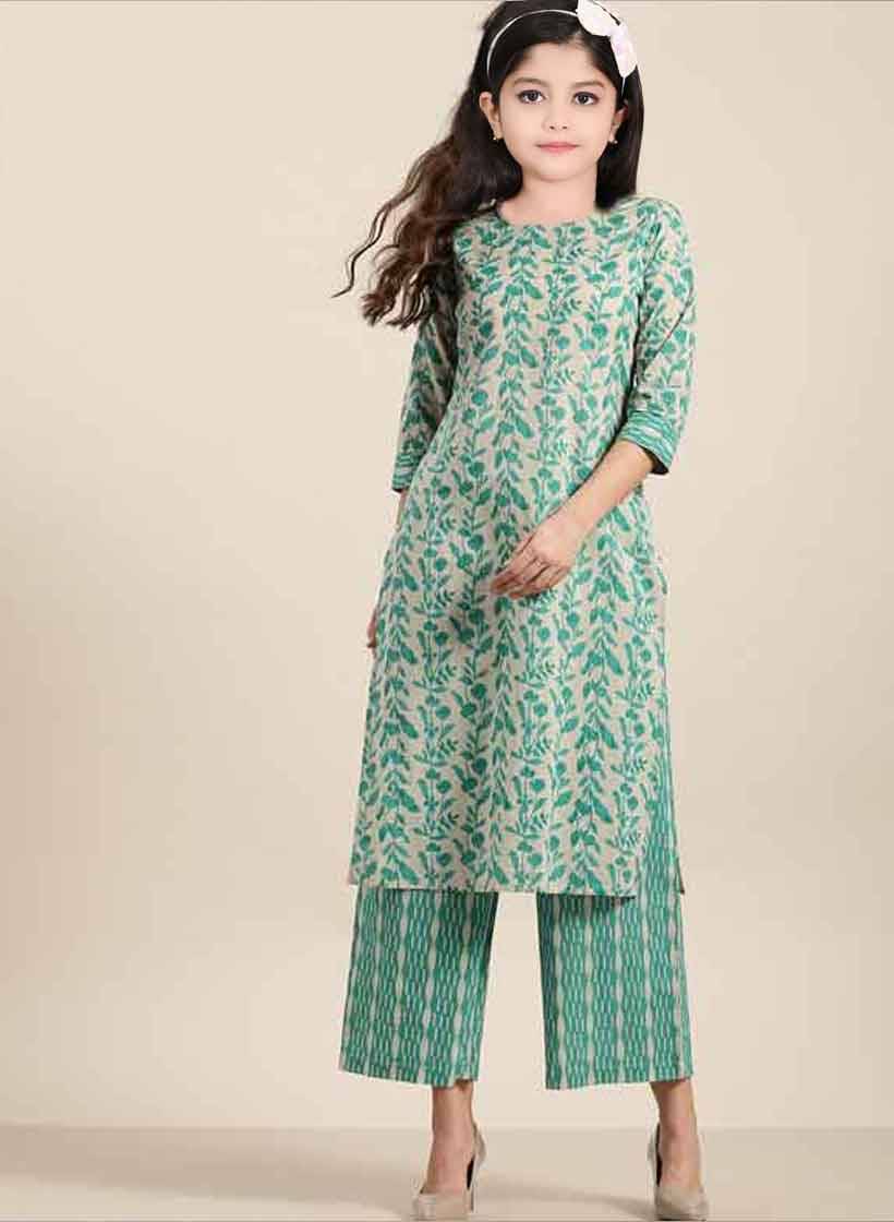     			JULEE Girls Rayon Kurti with Pants ( Pack of 1 , Light Green )
