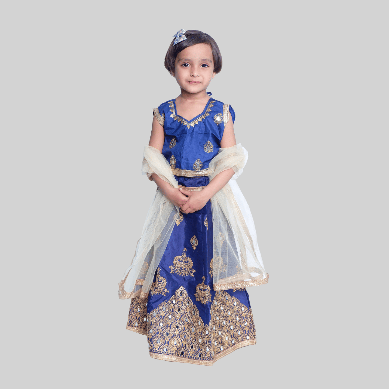 Kidzee Kingdom Cotton Lehenga Choli Set For Girls ( Pack of 1 , Dark Blue )     			Kidzee Kingdom Cotton Lehenga Choli Set For Girls ( Pack of 1 , Dark Blue )