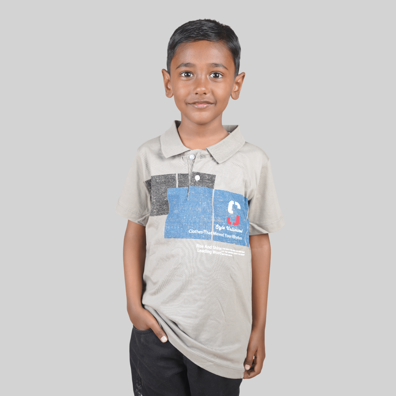     			Kidzee Kingdom Pack of 1 Boys Cotton T-Shirt ( Light Grey )