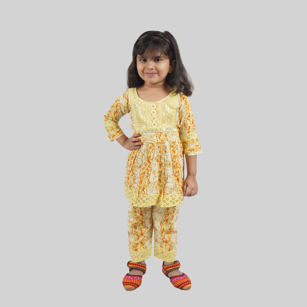     			Kidzee Kingdom Pack of 1 Girls Cotton T-shirts & Palazzo ( Yellow )