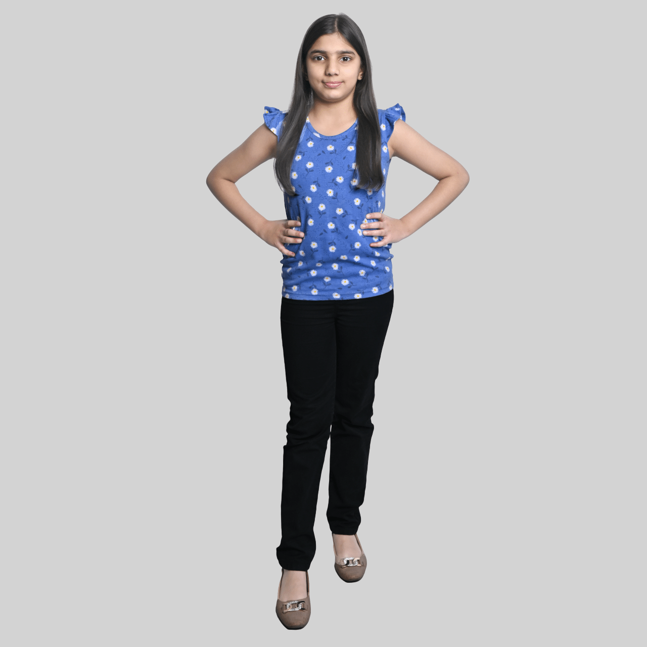     			Kidzee Kingdom Pack of 1 Girls Cotton Top ( Blue )