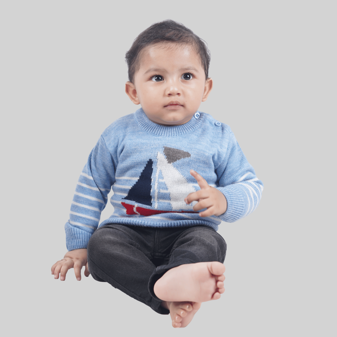     			Kidzee Kingdom Pack of 1 Baby Boys Cotton Sweatshirt ( Blue )