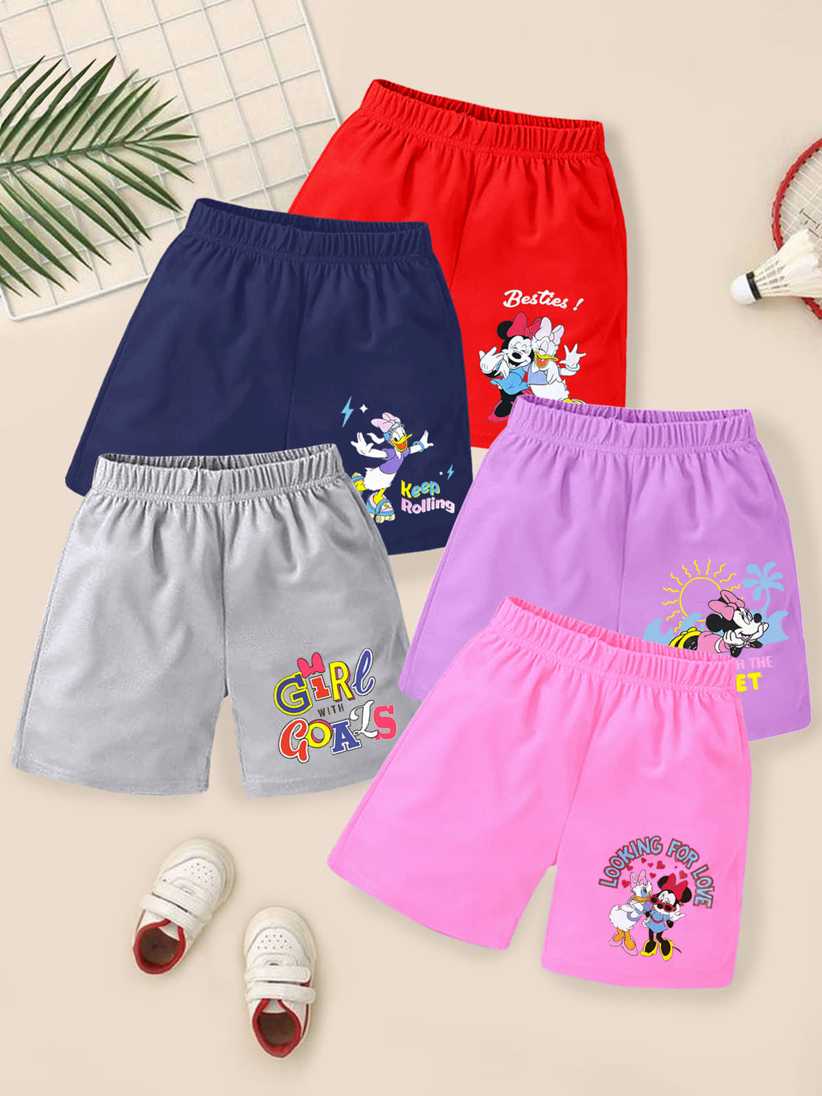 Kuchipoo Pack of 5 Girls Cotton Blend Shorts ( Multicolor 10 ) - Shorts | Buy online on ZillyBuy