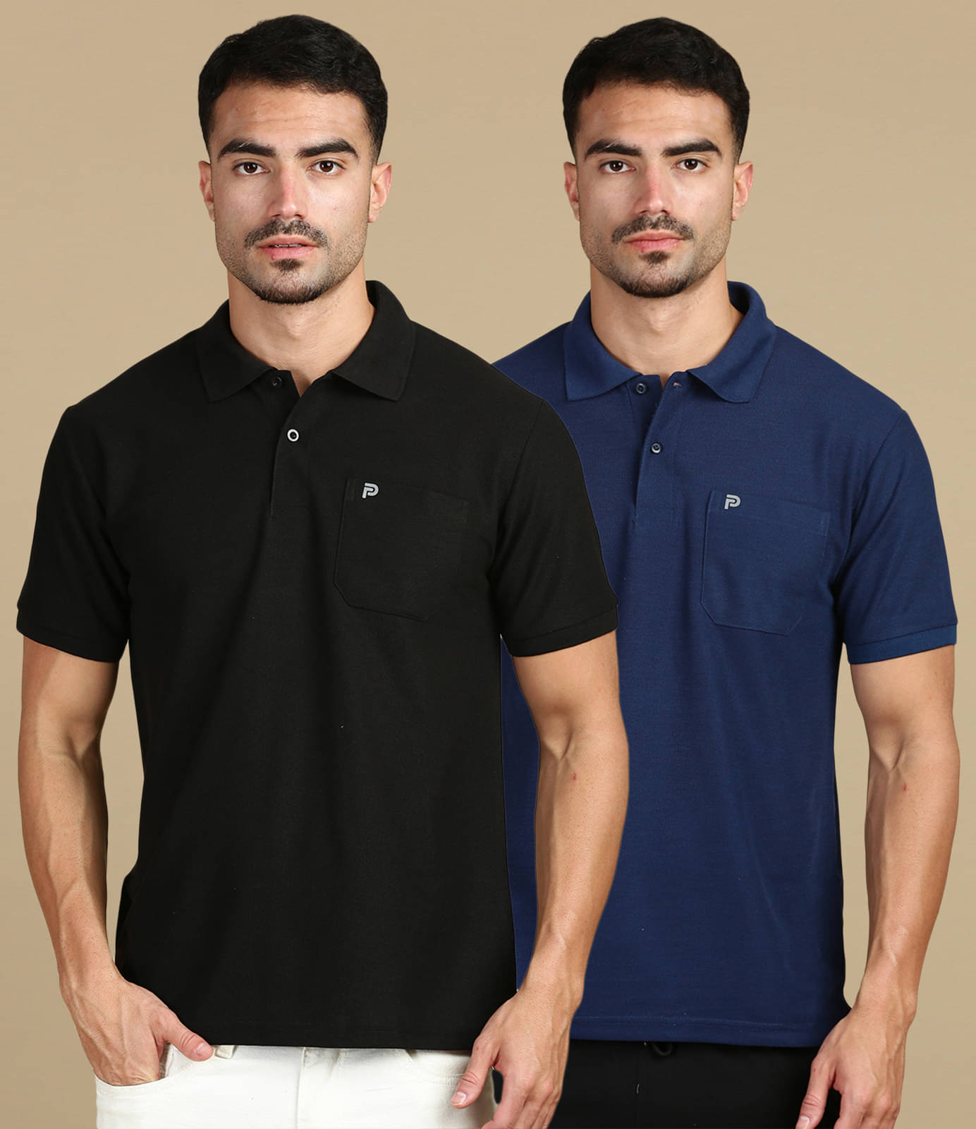 LUX PARKER Pack of 2 Cotton Blend Regular Fit Solid Half Sleeves Men's Polo T Shirt ( Multicolor15 ) LUX PARKER Pack of 2 Cotton Blend Regular Fit Solid Half Sleeves Men's Polo T Shirt ( Multicolor15 )