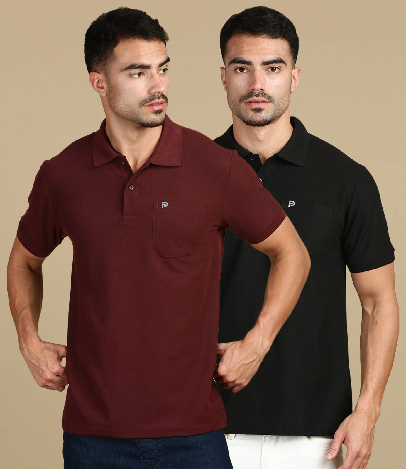     			LUX PARKER Pack of 2 Cotton Blend Regular Fit Solid Half Sleeves Men's Polo T Shirt ( Multicolor14 )
