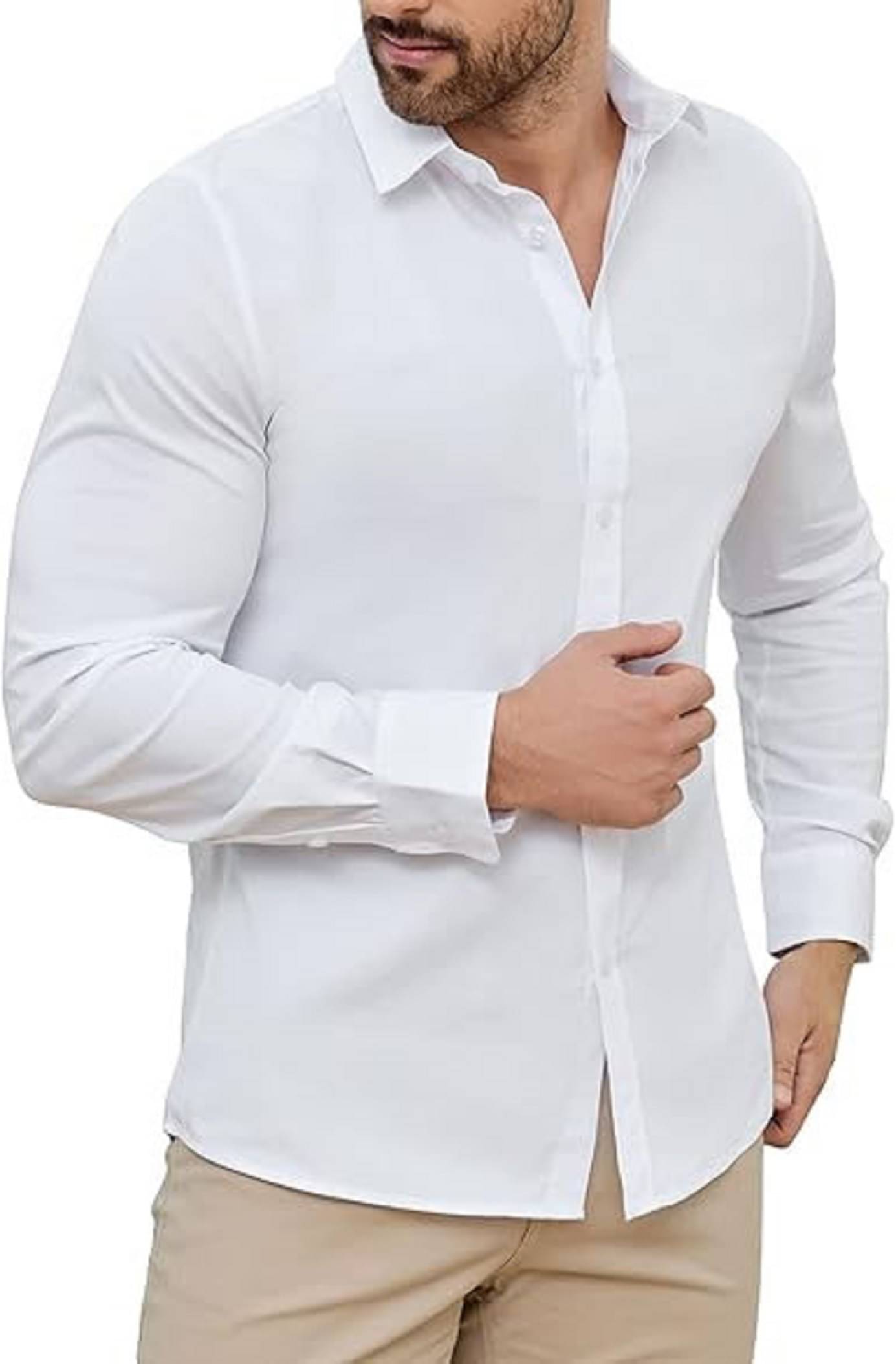 MACGROW Poly Cotton Slim Fit Solids Full Sleeves Men's Casual Shirt - White ( Pack of 1 ) MACGROW Poly Cotton Slim Fit Solids Full Sleeves Men's Casual Shirt - White ( Pack of 1 )