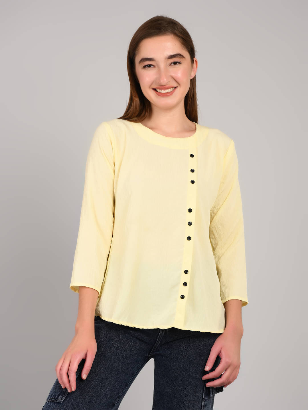 MAYKR Women's Polyester Regular Top ( Yellow ) MAYKR Women's Polyester Regular Top ( Yellow )
