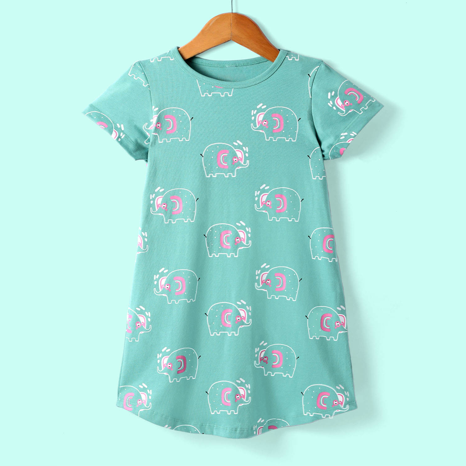     			Nite Flite Pack of 1 Girls Cotton Nightsuit Set ( Sea Green )