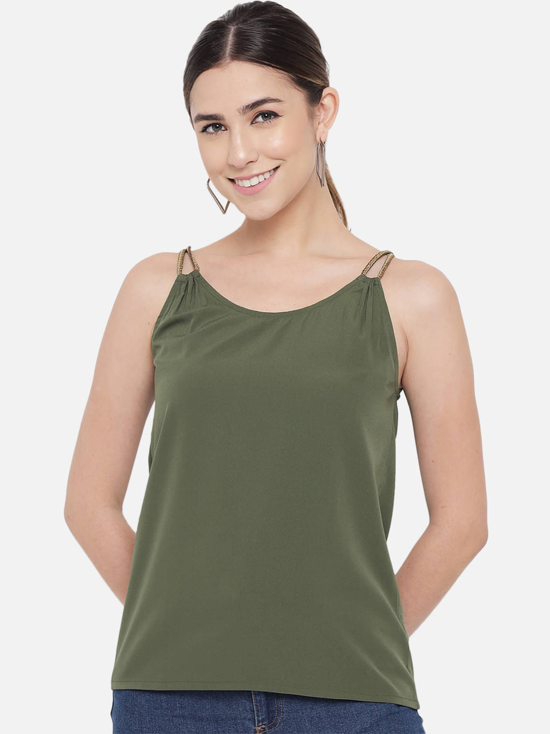     			OTIRA Women's Crepe Regular Top ( Olive )