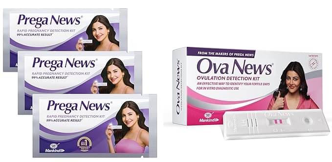 Prega News (3 packs) & Ova News Combo | Easy to Use Test Kits | Accurately Track Ovulation & Detect Pregnancy Prega News (3 packs) & Ova News Combo | Easy to Use Test Kits | Accurately Track Ovulation & Detect Pregnancy