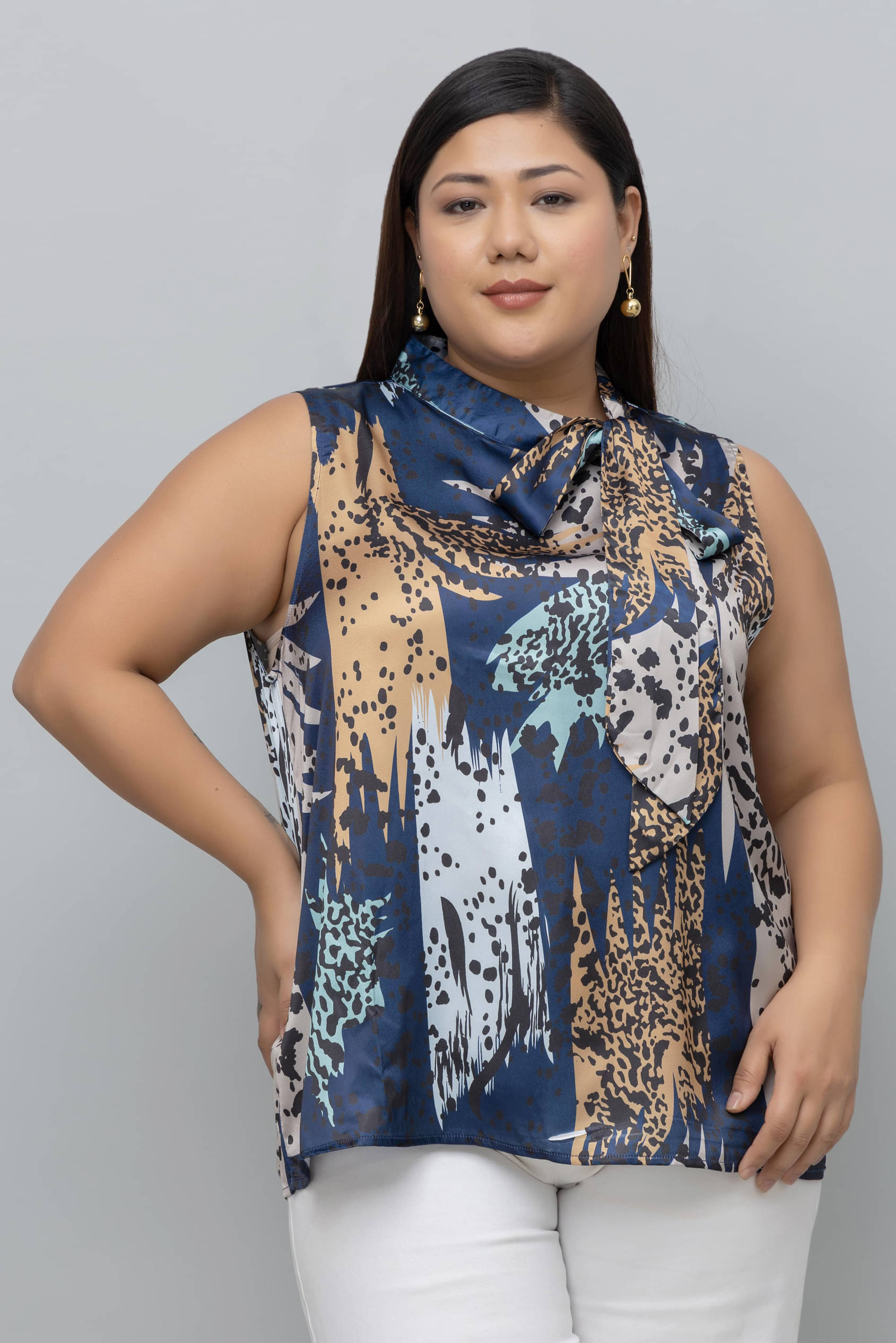     			Purys Women's Satin Regular Top ( Navy Blue )