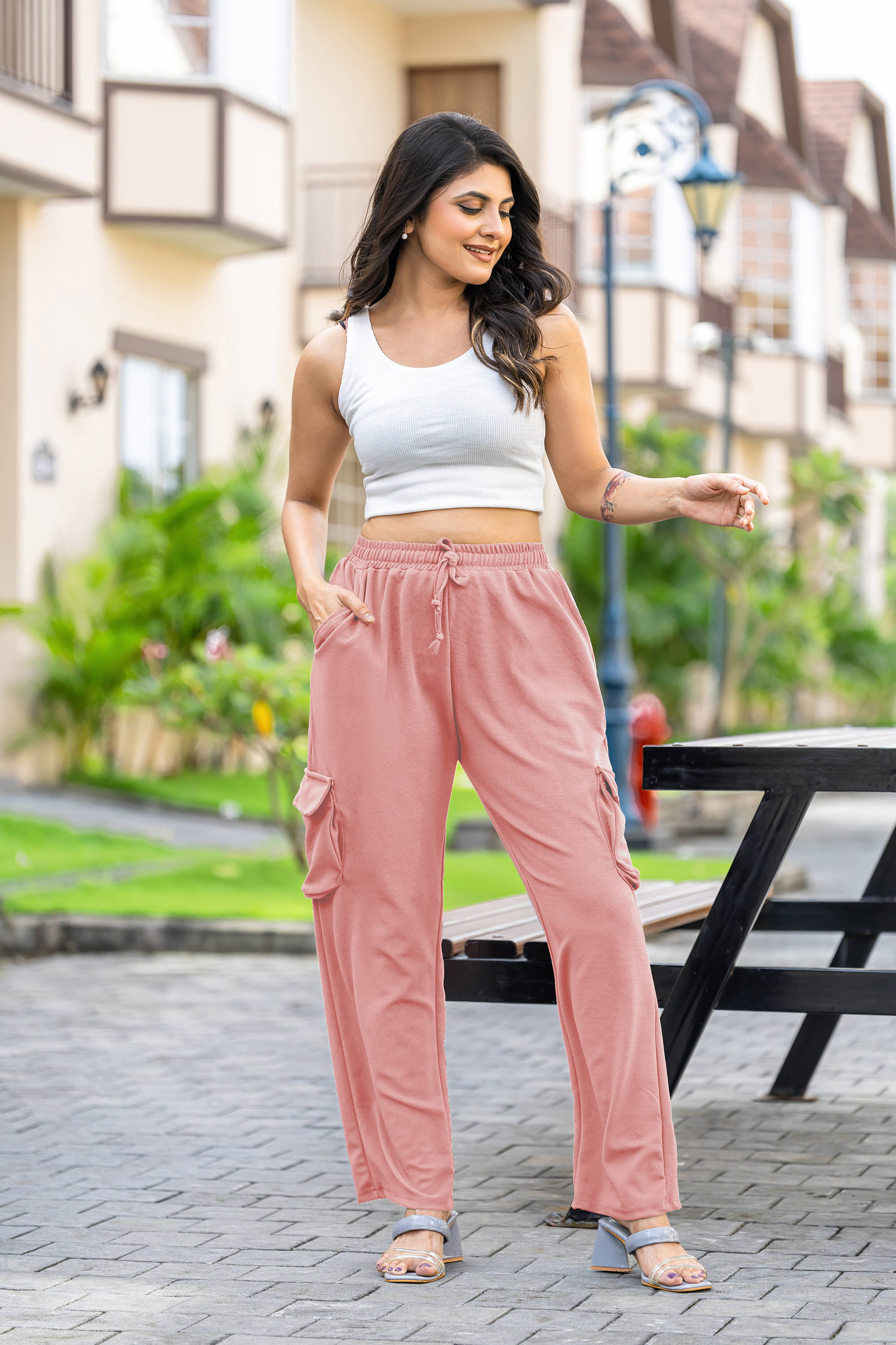     			SAKHWALA Pack of 1 Polyester Baggy Women's Cargo Pants ( Peach )