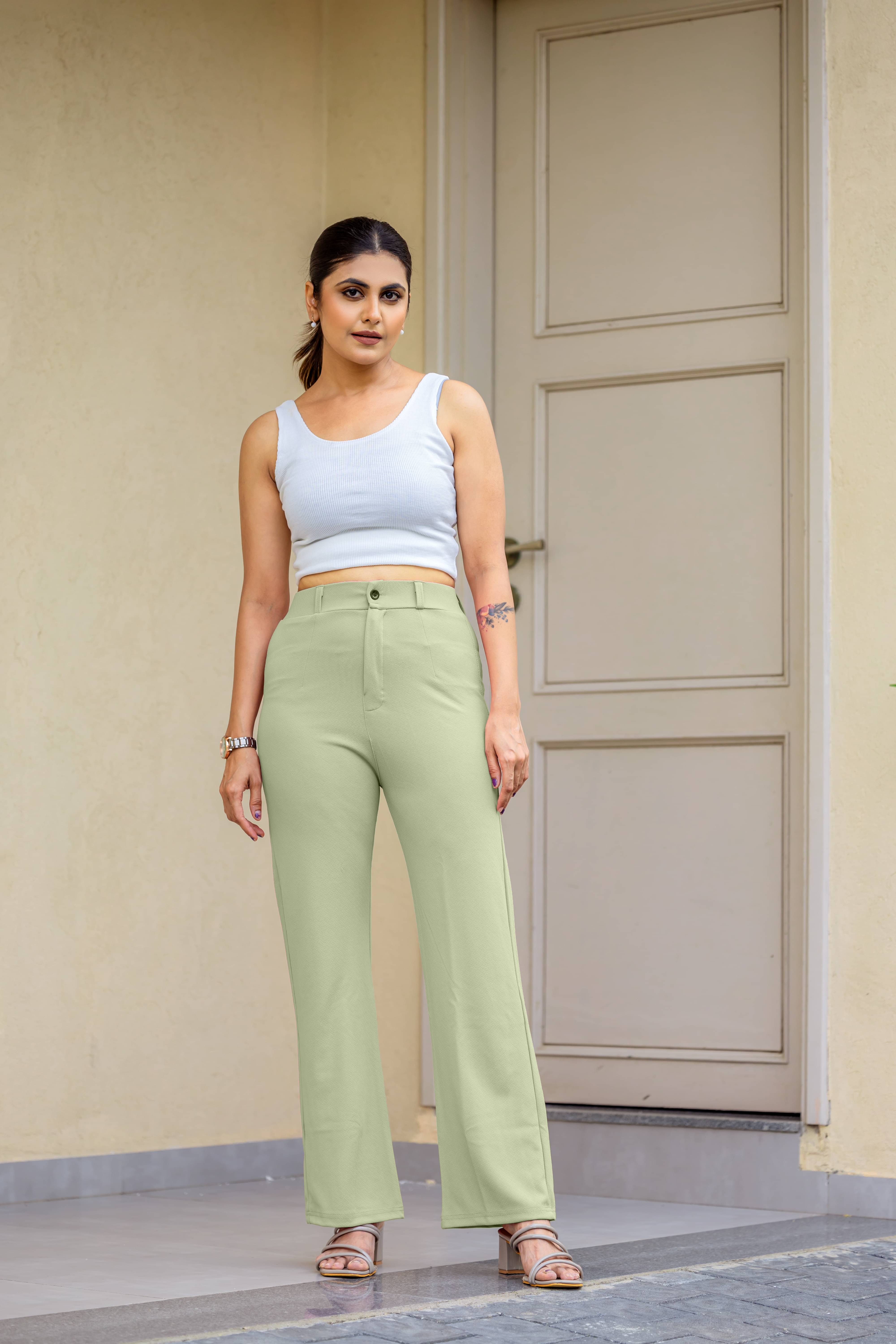     			SAKHWALA Pack of 1 Polyester Loose Women's Casual Pants ( Mint Green )
