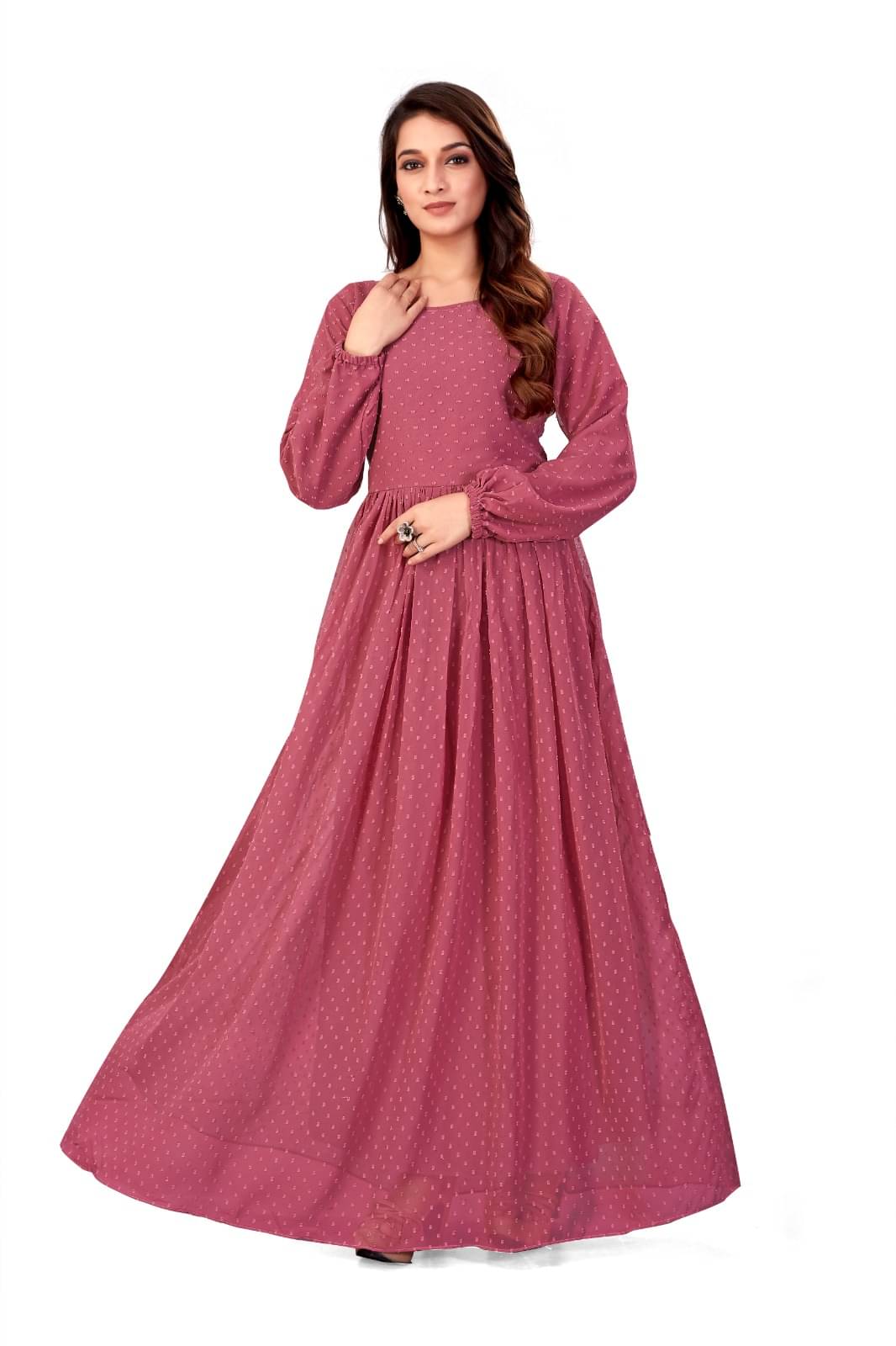     			SARINKU Brown Anarkali Georgette Women's Stitched Ethnic Gown ( Pack of 1 )