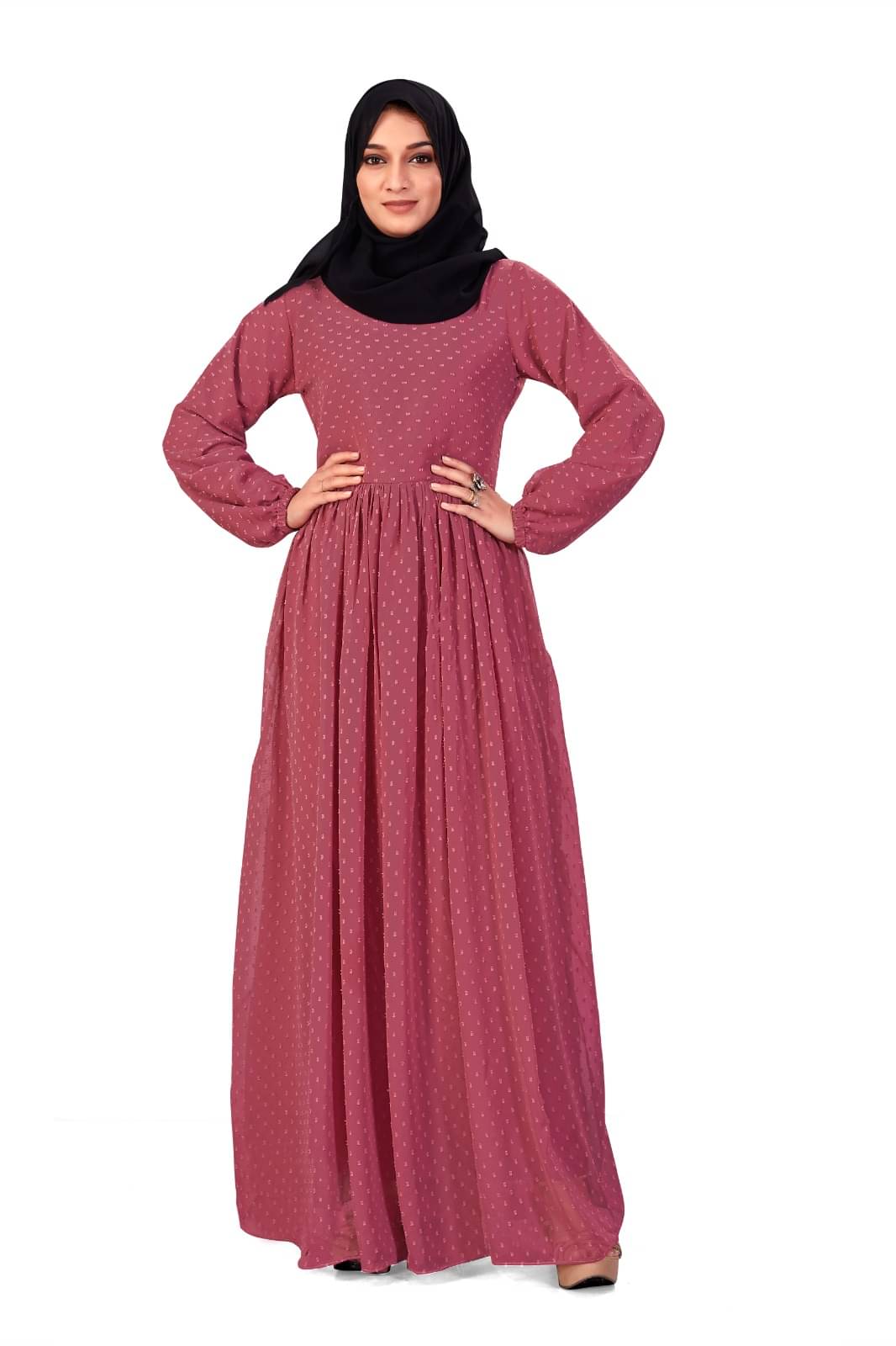     			SARINKU Georgette Burqa without Hijab Brown ( Pack of 1 )