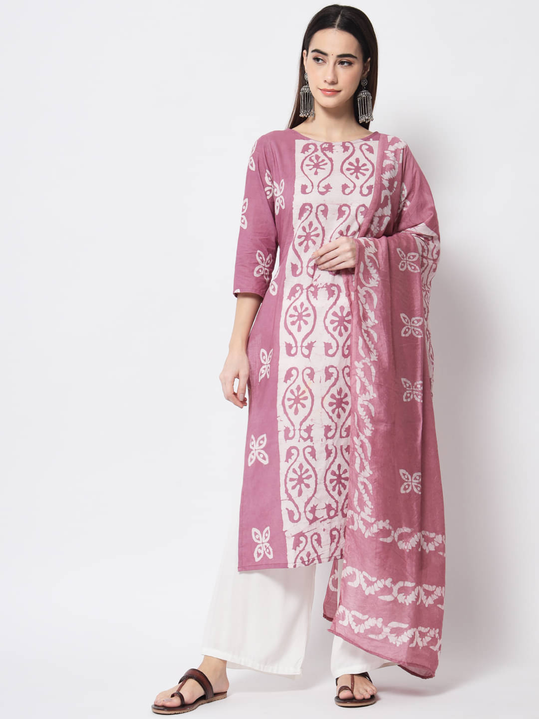 Sitaram Designer Cotton Printed Kurti With Palazzo Women's Stitched Salwar Suit - Purple ( Pack of 1 ) Sitaram Designer Cotton Printed Kurti With Palazzo Women's Stitched Salwar Suit - Purple ( Pack of 1 )