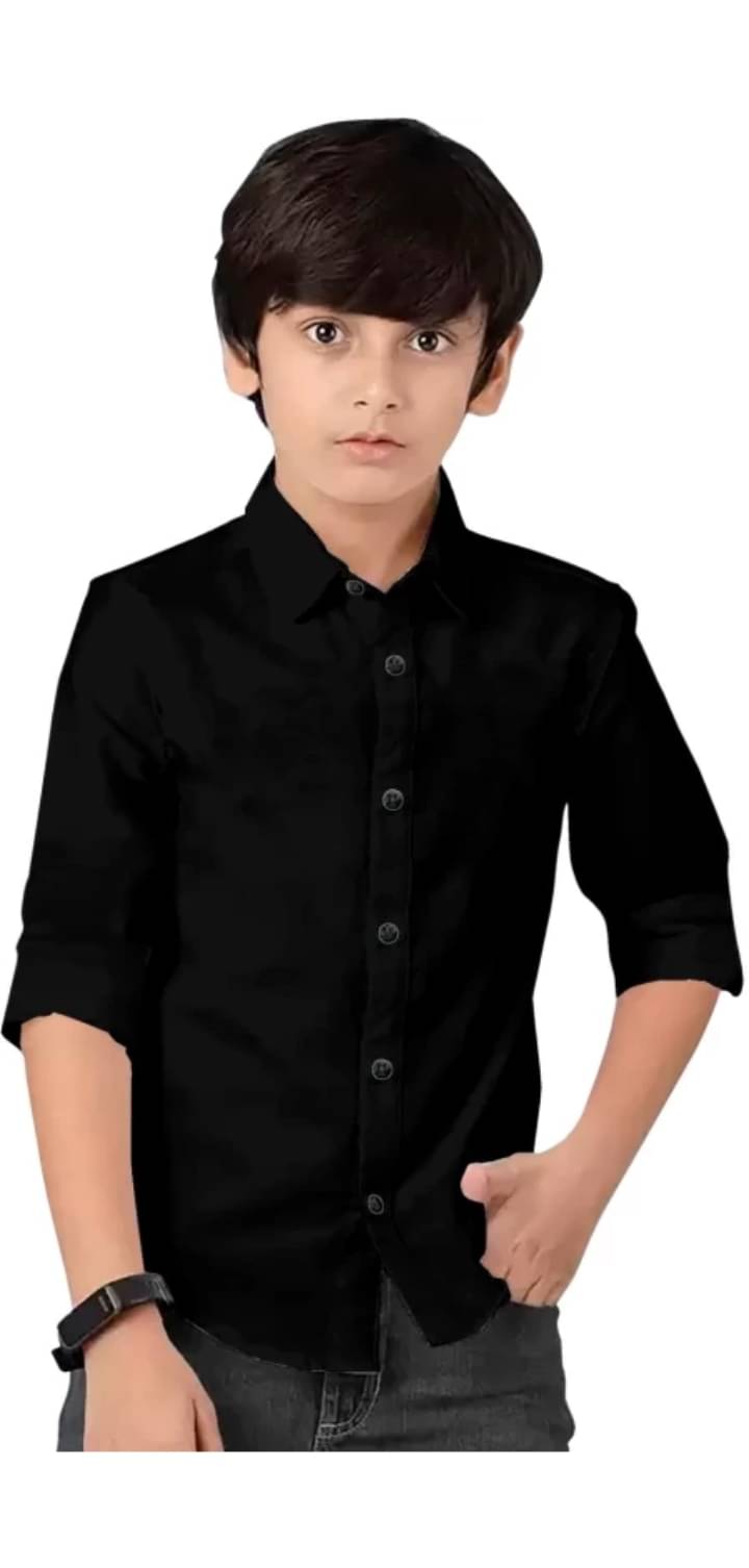 ZAKAR STYLE Pack of 1 Boys 100% Cotton Full Sleeves Shirt ( Black ) ZAKAR STYLE Pack of 1 Boys 100% Cotton Full Sleeves Shirt ( Black )