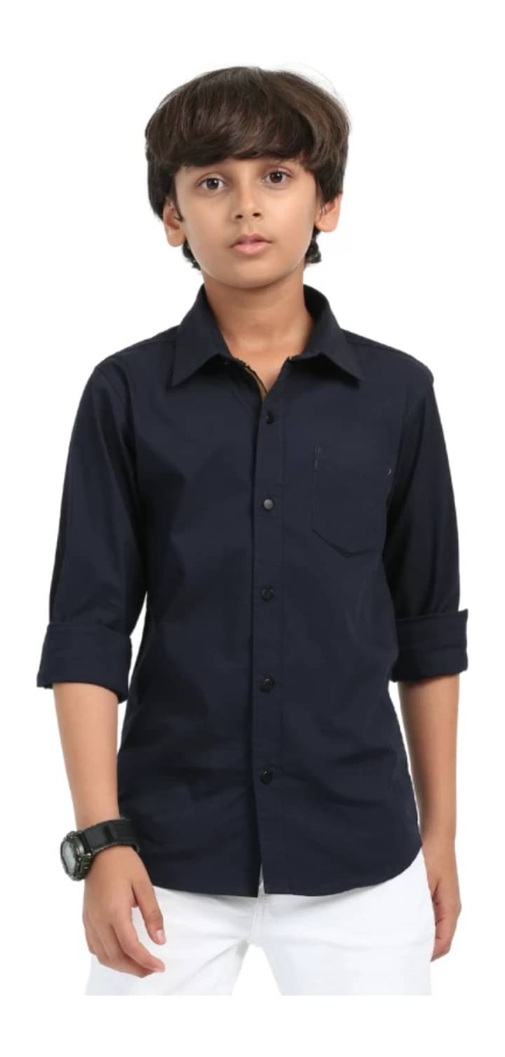 ZAKAR STYLE Pack of 1 Boys Cotton Blend Full Sleeves Shirt ( Navy Blue ) ZAKAR STYLE Pack of 1 Boys Cotton Blend Full Sleeves Shirt ( Navy Blue )