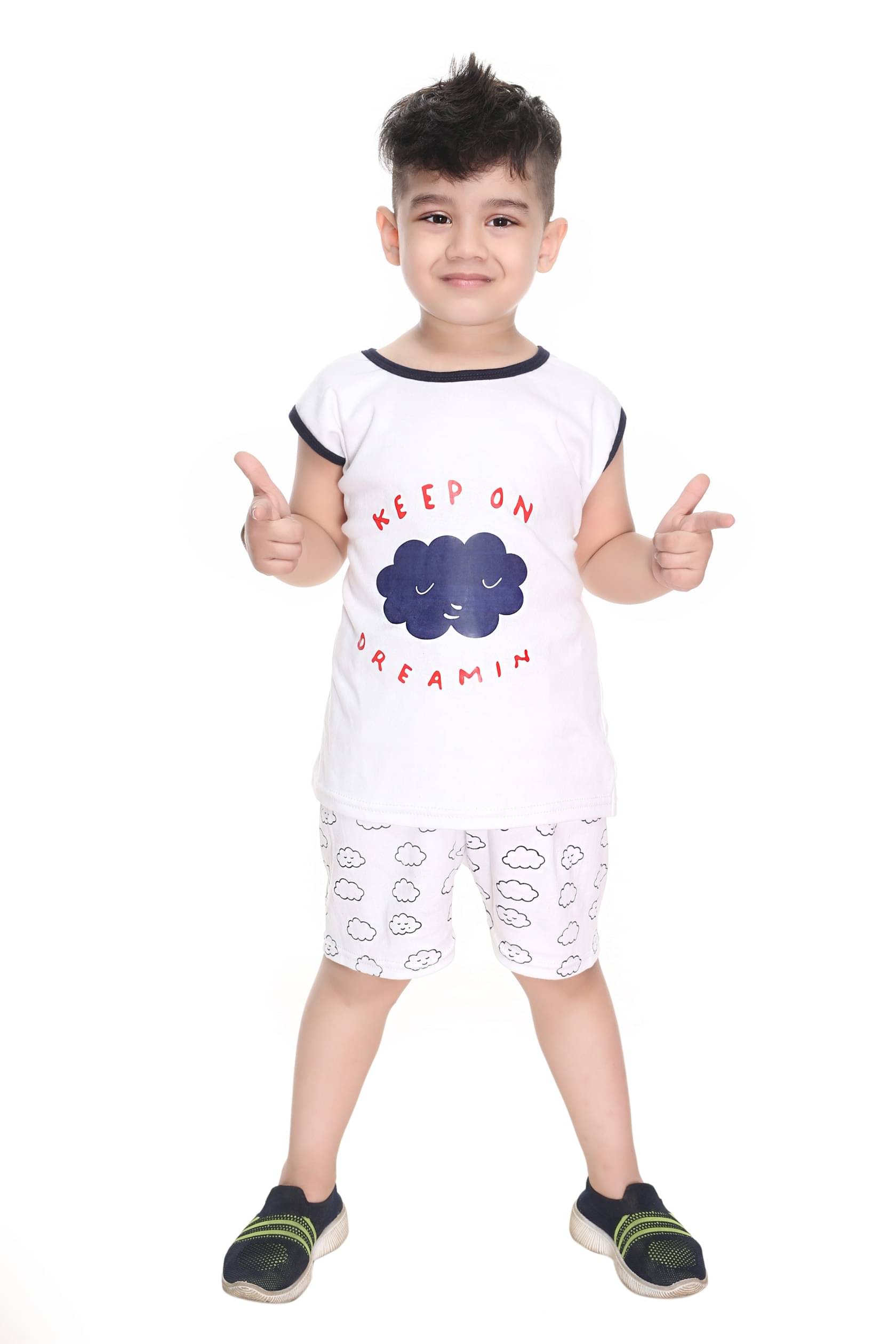 s muktar garments Pack of 1 Baby Boys Cotton Blend T-Shirt & Shorts Set ( White ) s muktar garments Pack of 1 Baby Boys Cotton Blend T-Shirt & Shorts Set ( White )