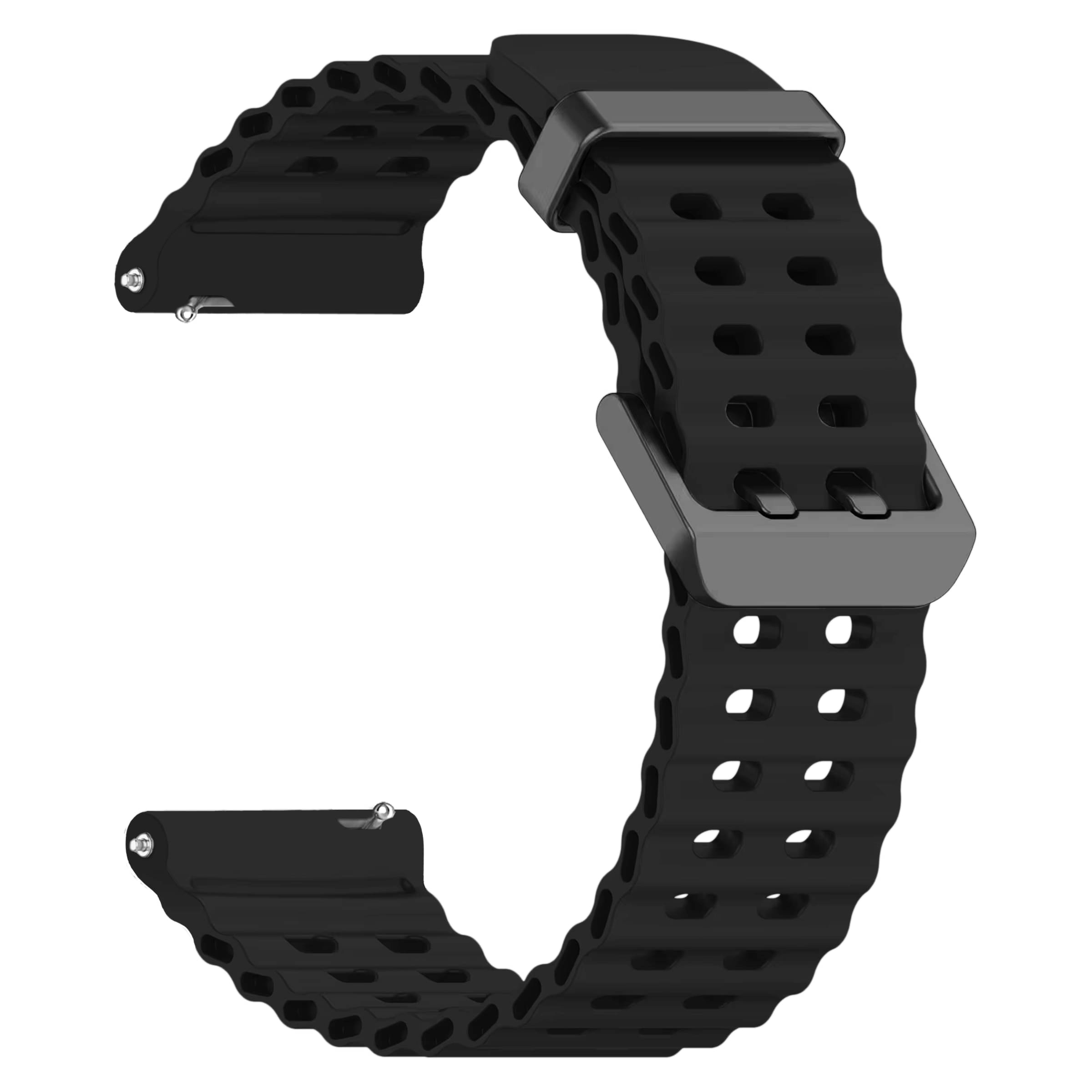 ACM Watch Strap Silicone Belt 22mm compatible with Ambrane Wise Roam 2 Smartwatch Sports Classic Band Black ACM Watch Strap Silicone Belt 22mm compatible with Ambrane Wise Roam 2 Smartwatch Sports Classic Band Black