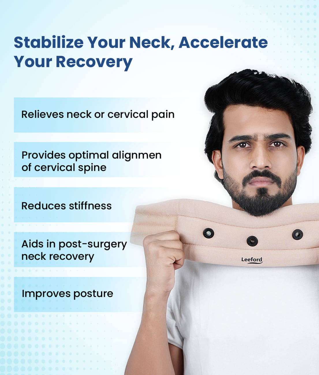     			Leeford Cervical Collar for Neck Pain Adjustable Neck Support for Cervical Pain, Spondylitis (XL) (Pack of 1)