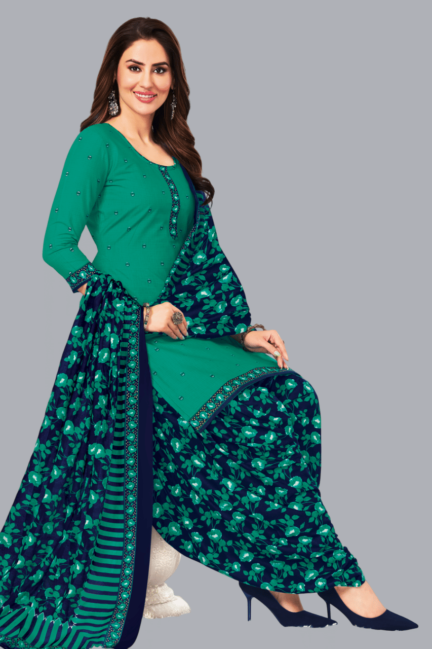 SIMMU Unstitched Cotton Printed Dress Material - Green ( Pack of 1 )     			SIMMU Unstitched Cotton Printed Dress Material - Green ( Pack of 1 )