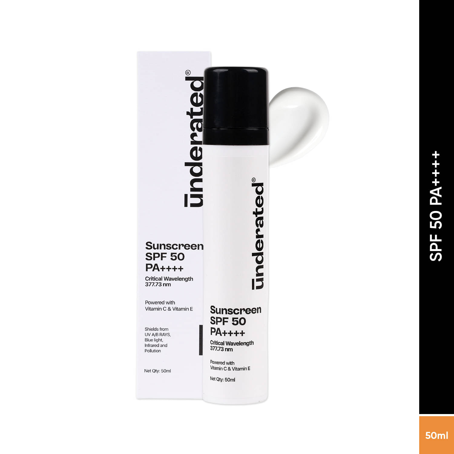     			Underated SPF 50 Sunscreen Cream For All Skin Type ( Pack of 1 )