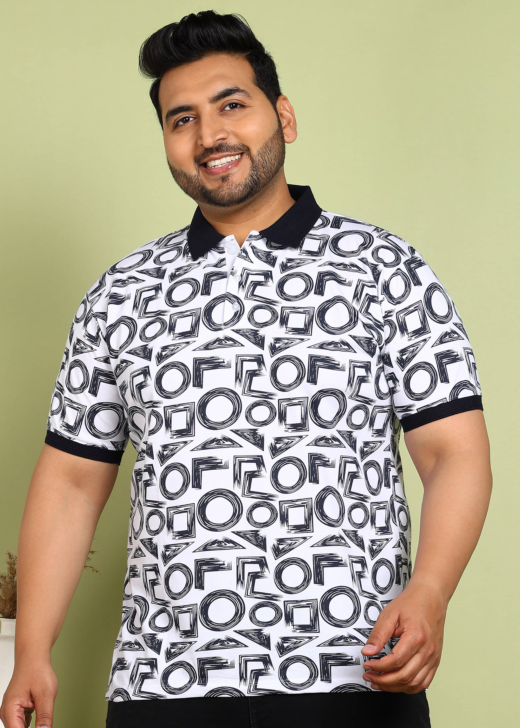    			ADWYN PETER Pack of 1 Cotton Regular Fit Printed Half Sleeves Men's Polo T Shirt ( Black )
