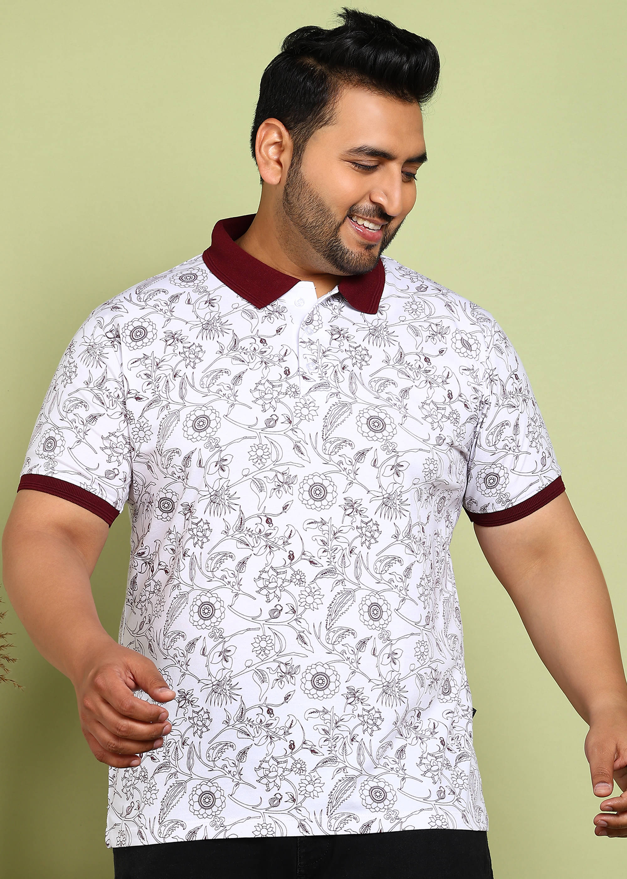 ADWYN PETER Pack of 1 Cotton Regular Fit Printed Half Sleeves Men's Polo T Shirt ( Maroon ) ADWYN PETER Pack of 1 Cotton Regular Fit Printed Half Sleeves Men's Polo T Shirt ( Maroon )