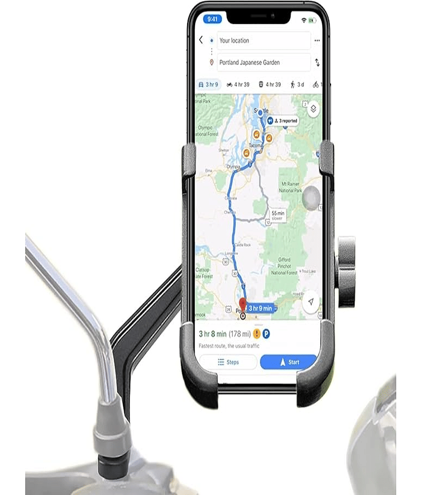Bike C2 Mobile Phone Holder With USB Charging Port Fixed On Mirror Point