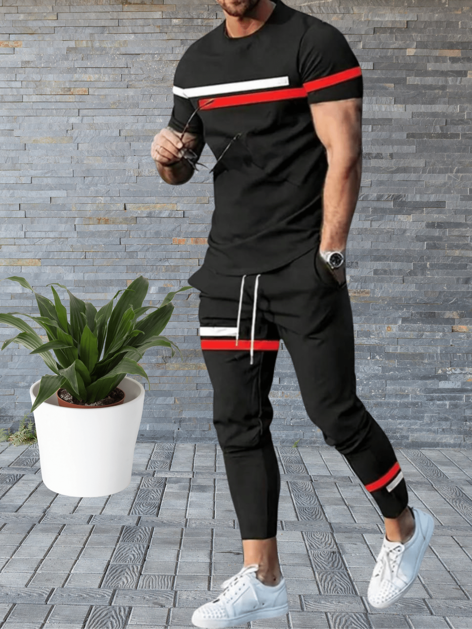    			Forbro Black Cotton Blend Regular Fit Men's Tracksuit ( Pack of 1 )